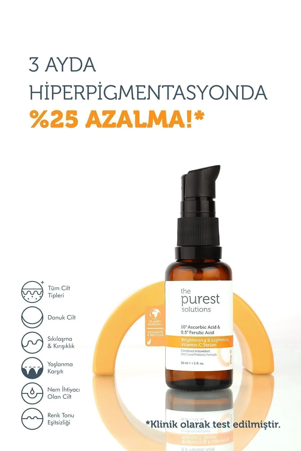 C Vit Aydınlatıcı Ve Ton Eşitleyici Bakım Serumu 30 ml %10 Ascorbic Acid & Ferulic Acid %0,5