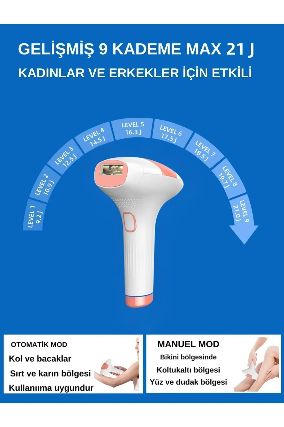 Xmia Ipl Buz Lazer Epilasyon Cihazı 999.999 Atım 9 Kademe Ultra Güçlü