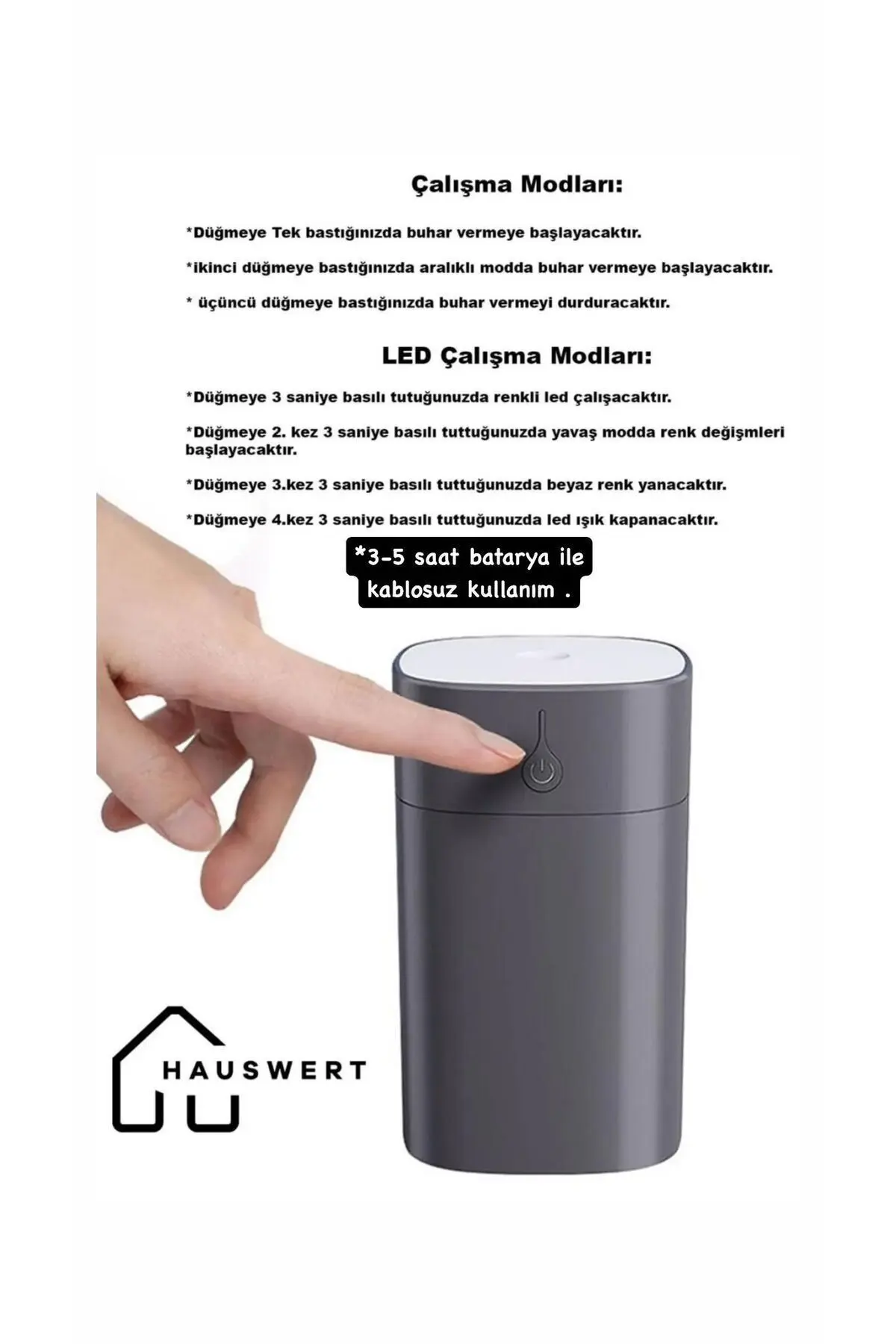 Şarjlı Humidifier 400 Ml Hava Nemlendirici Buhar Makinesi Ve Aroma Difüzörü