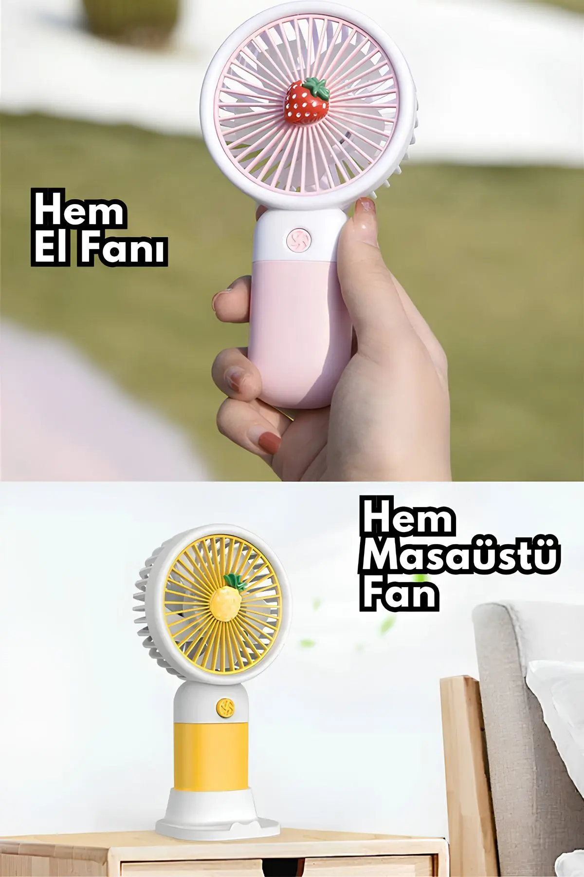 Şarjlı Mini El Fanı ve Masa Fanı Soğutucu Pervane Taşınabilir Şarj Edilebilir