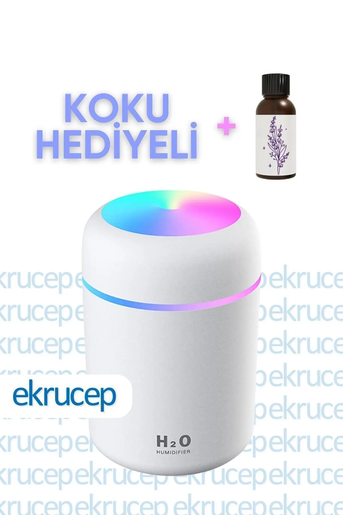 Ekru Cep 300 ml Ultrasonik Hava Nemlendiricisi ve Aromaterapi Cihazı - Koku Hediyeli