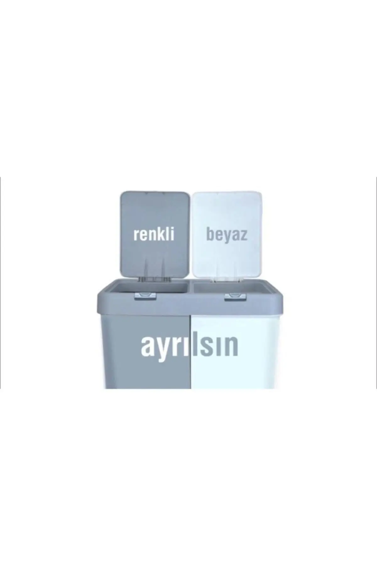 Ikili Dokunmatik Kirli Çamaşır Sepeti -gri-beyaz