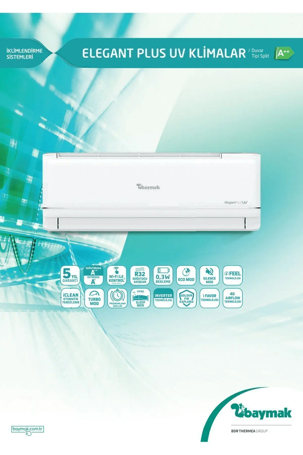 Elegant Plus 12 Uv A 12.000 Btu Inverter Klima Duvar Tipi (MONTAJ DAHİL)