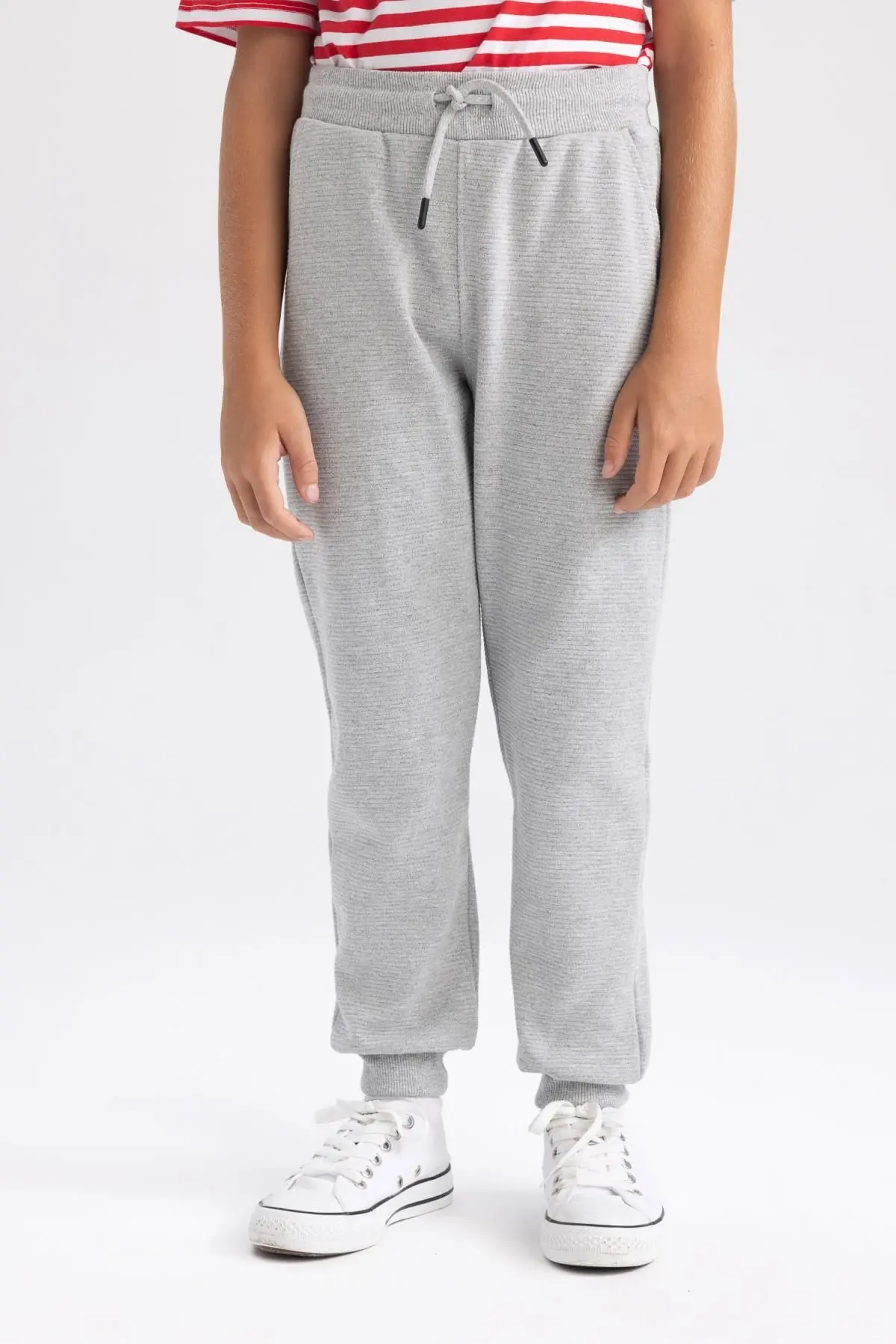 Erkek Çocuk Gri Dokulu Jogger Okul Eşofman Alt