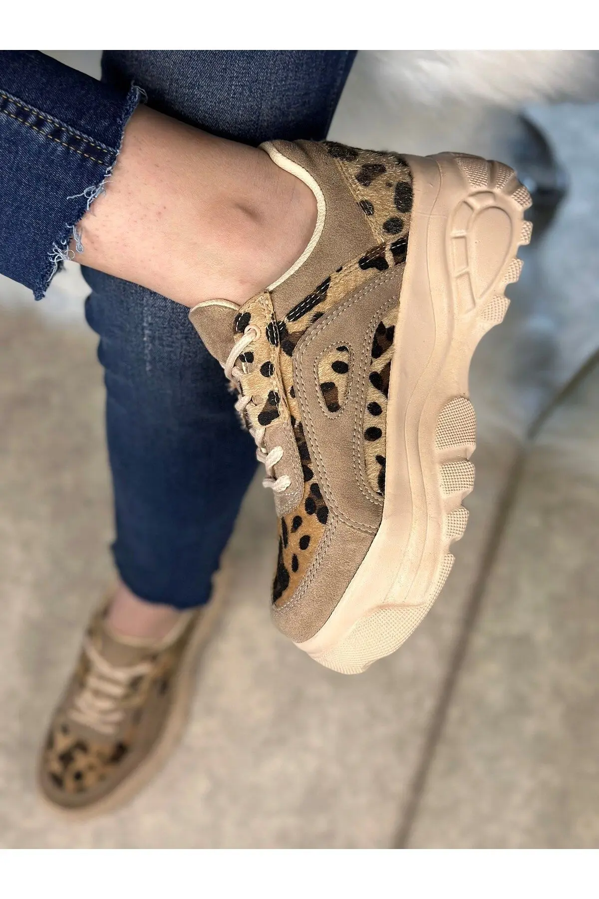 Günlük Kadın Spor Ayakkabı Yüksek Kalın Topuklu 6 Cm Sneaker 001