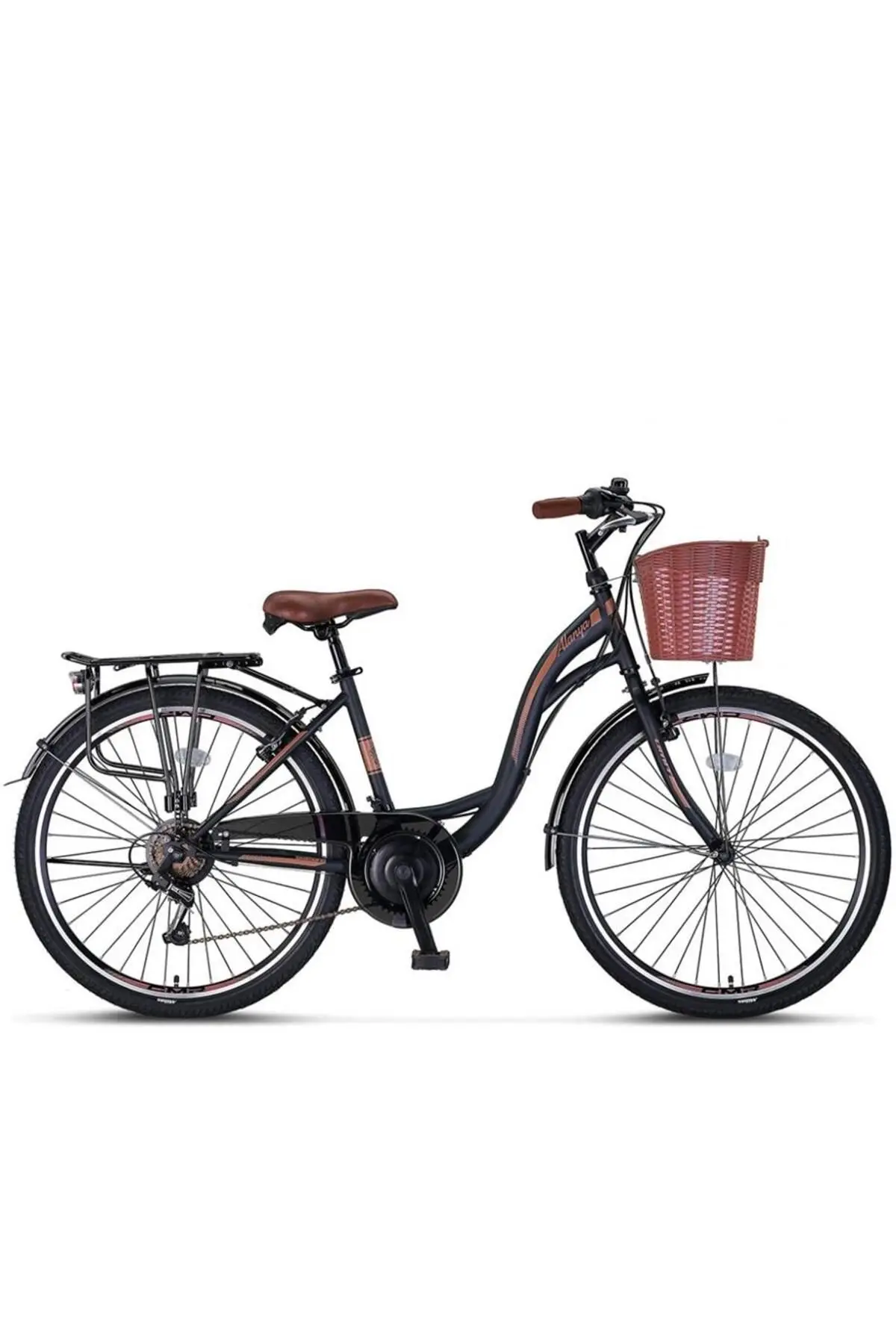 Ümit 2610 Alanya Sepetli Kadın Şehir Bisikleti 26 Jant 21 Vites Siyah Kahverengi