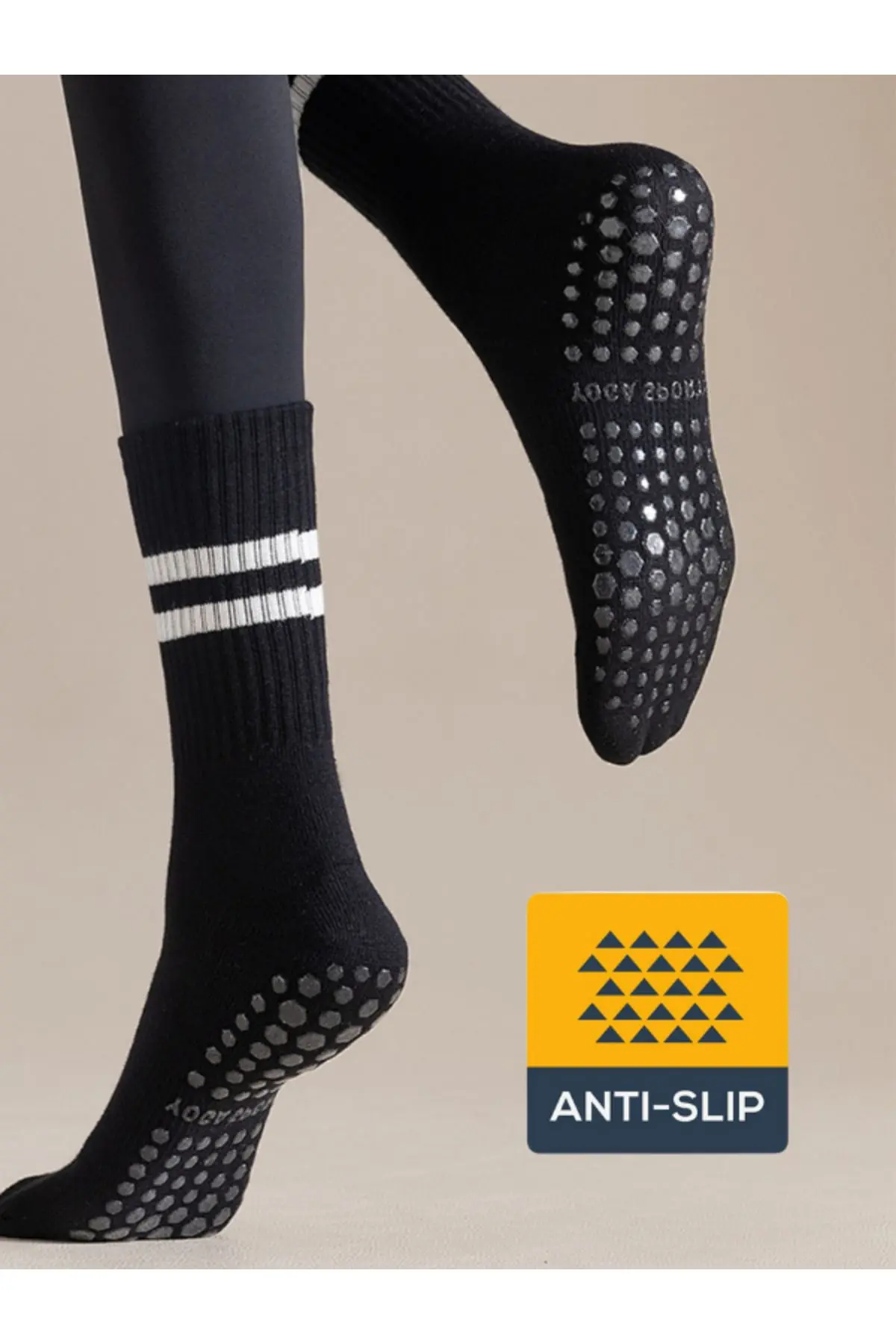 XTR Fitness - Yoga ve Pilates İçin Profesyonel Kaydırmaz Tabanlı Siyah Çorap