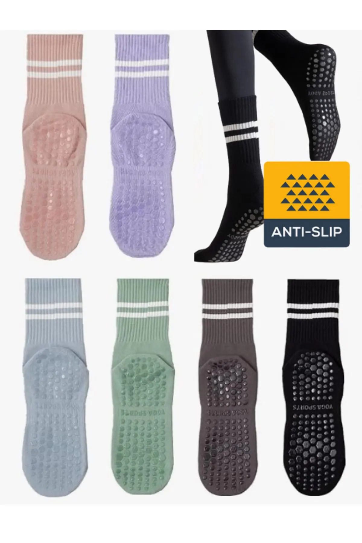 - Yoga Ve Pilates Için Profesyonel Kaydırmaz Tabanlı Çorap Mavi