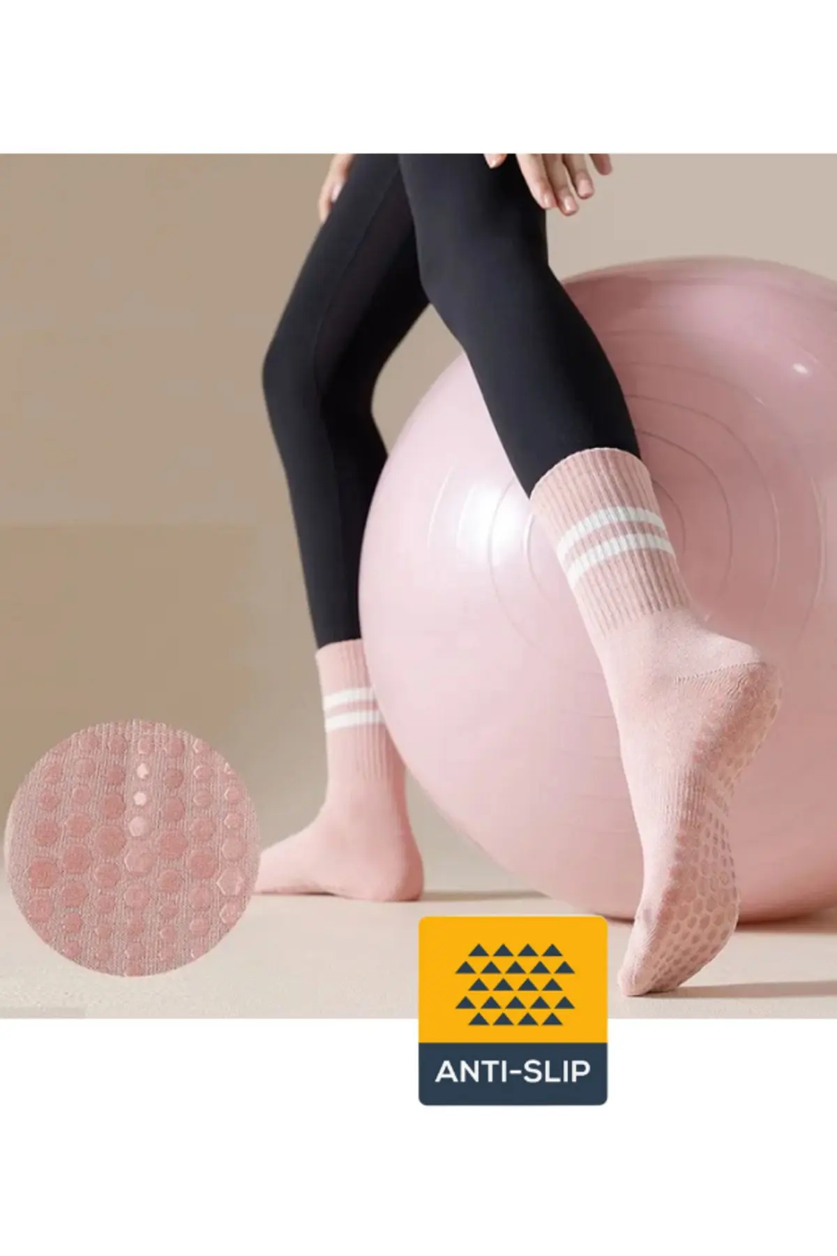 - Yoga Ve Pilates Için Profesyonel Kaydırmaz Tabanlı Çorap Pembe