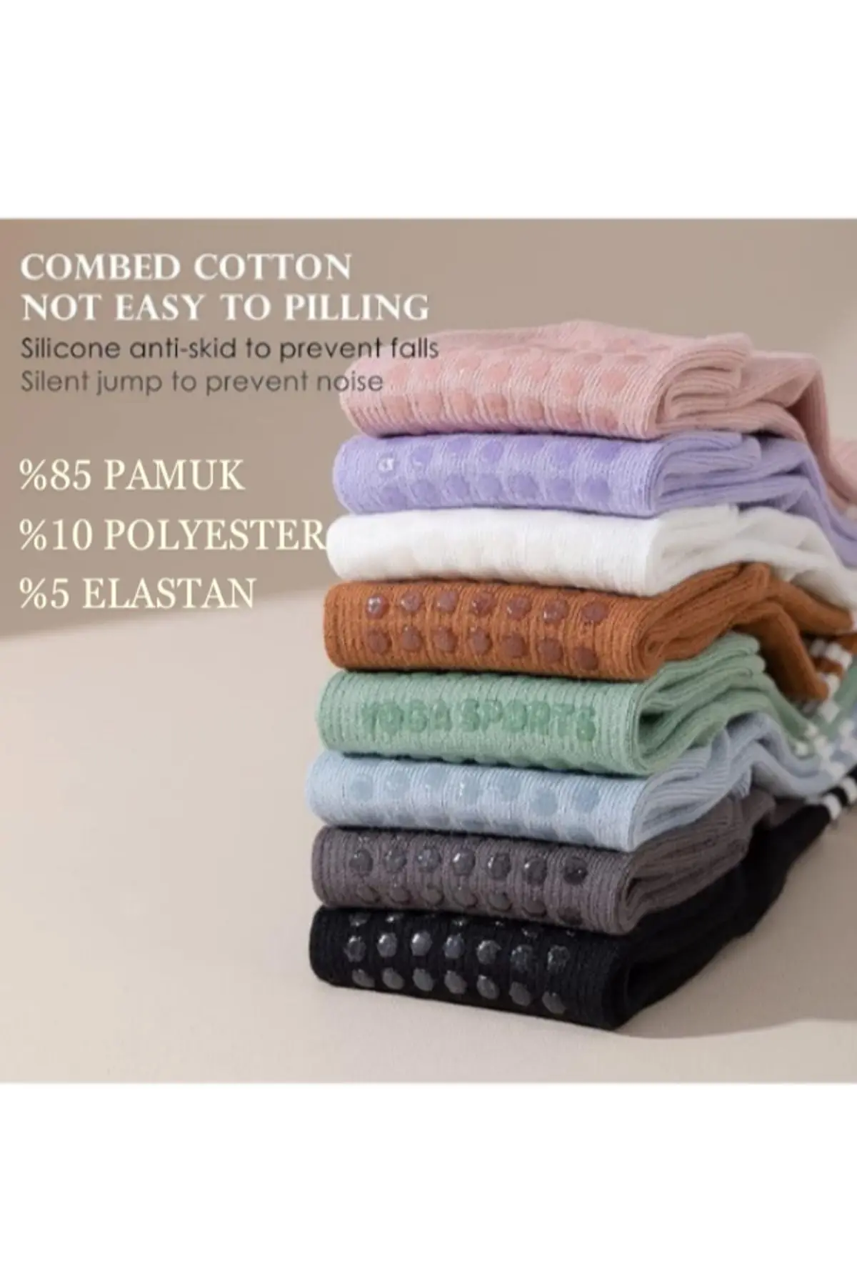 - Yoga Ve Pilates Için Profesyonel Kaydırmaz Tabanlı Çorap Kahverengi