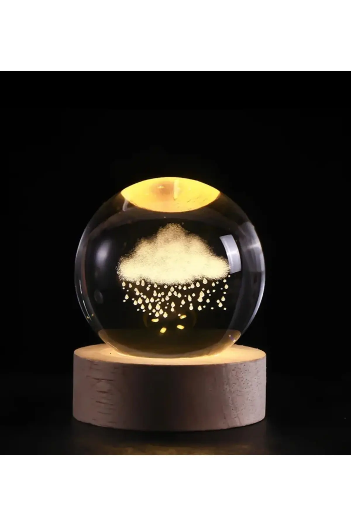 Kristal Cam Küre LED Işıklı USB Ahşap Tabanlı 3D Ev Oda Ofis İş Masaüstü Dekoratif Hediyelik Vip Set