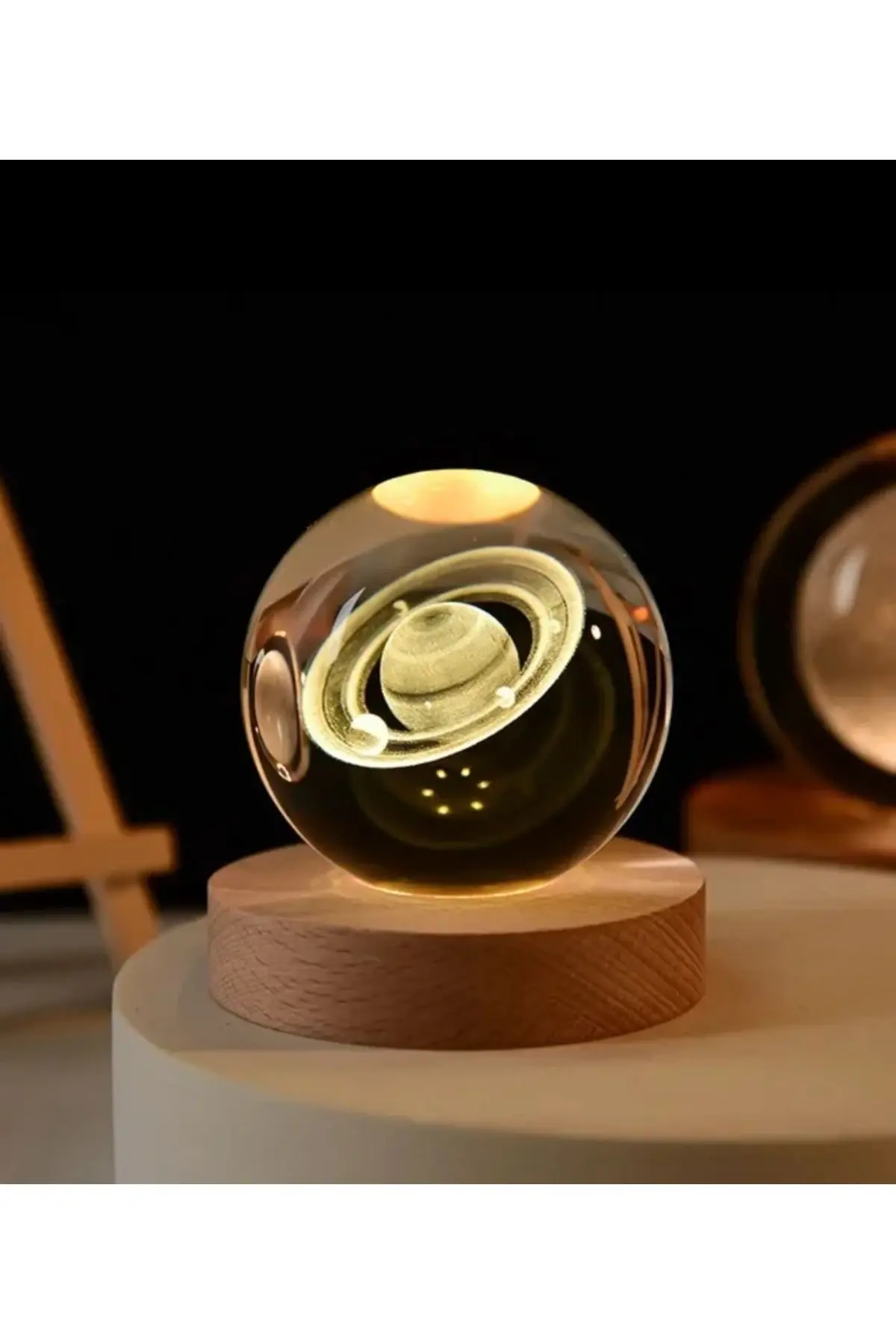 Kristal Cam Küre LED Işıklı USB Ahşap Tabanlı 3D Ev Oda Ofis İş Masaüstü Dekoratif Hediyelik Vip Set