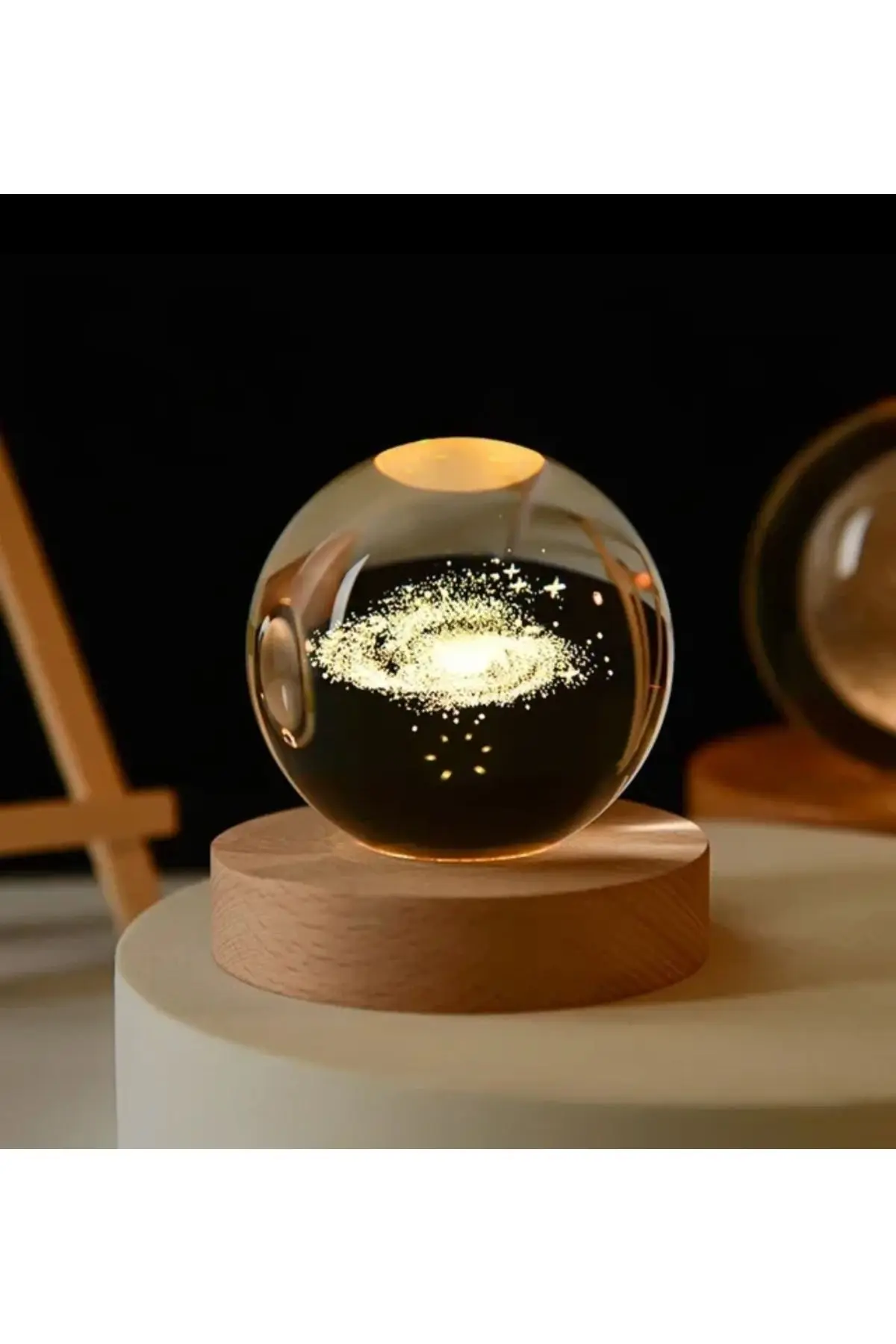 Kristal Cam Küre LED Işıklı USB Ahşap Tabanlı 3D Ev Oda Ofis İş Masaüstü Dekoratif Hediyelik Vip Set