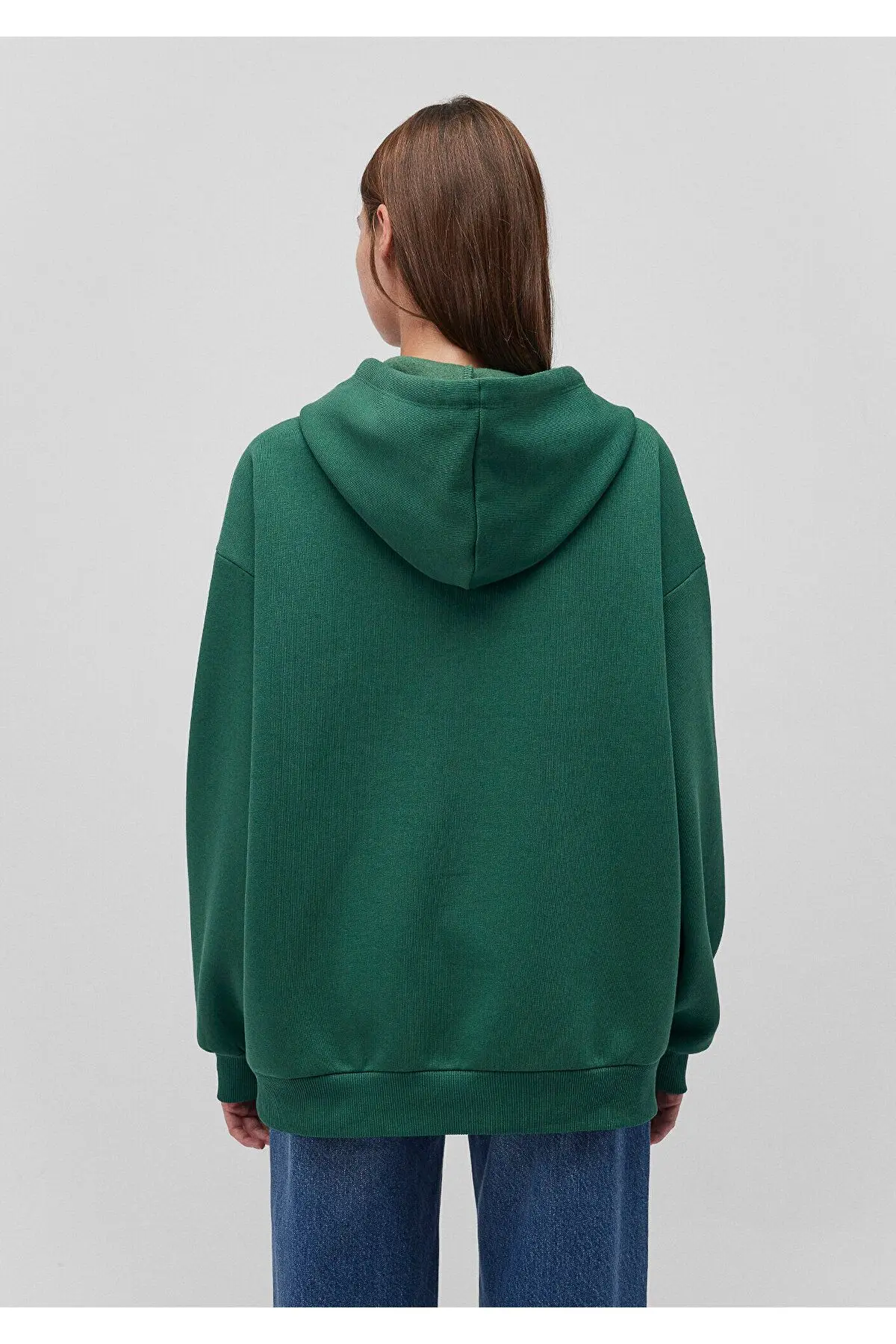 Logo Baskılı Kapüşonlu Yeşil Sweatshirt 1600361-71892
