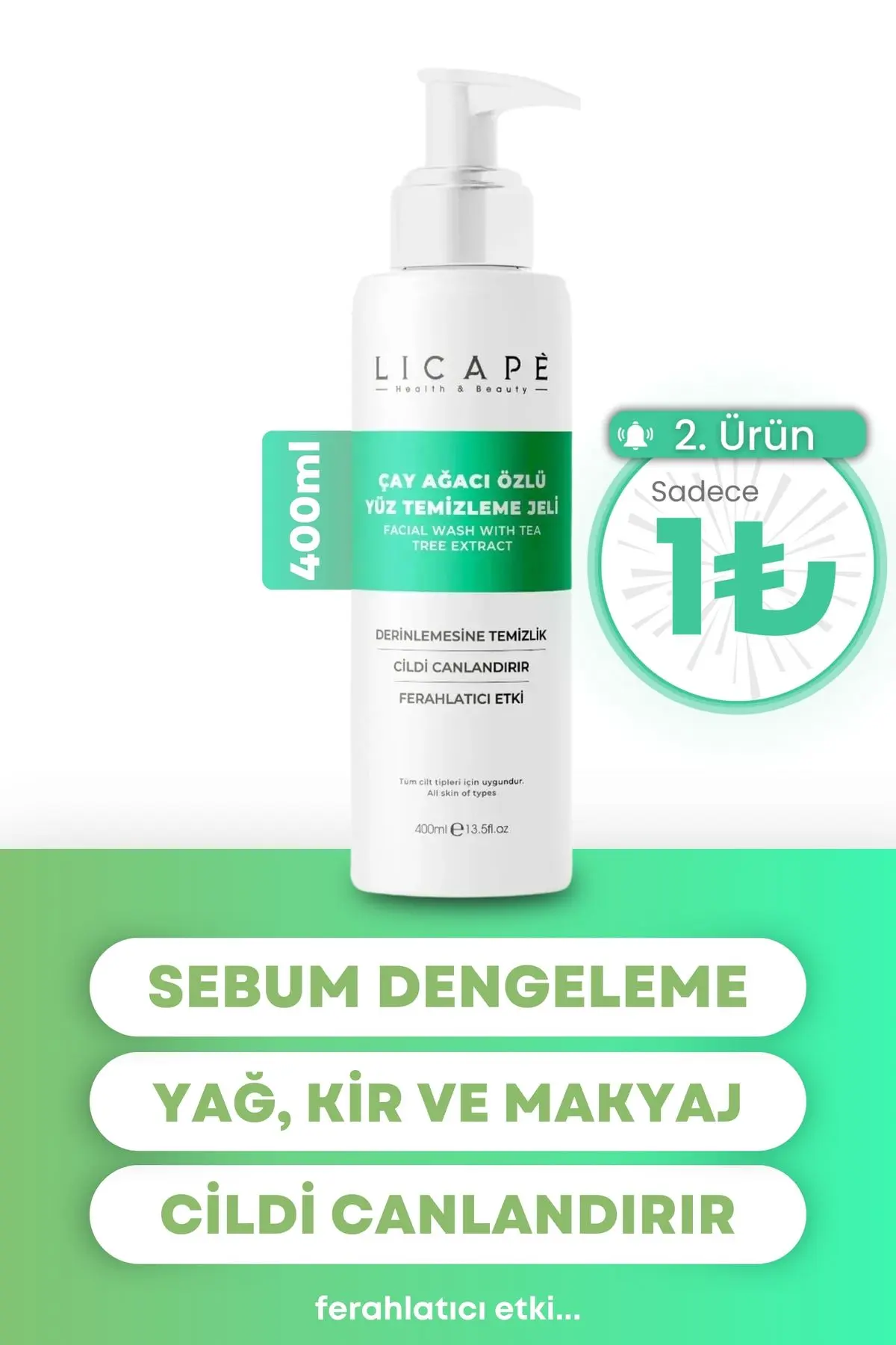 Licape Çay Ağacı Özlü Yüz Temizleme Jeli 400ml