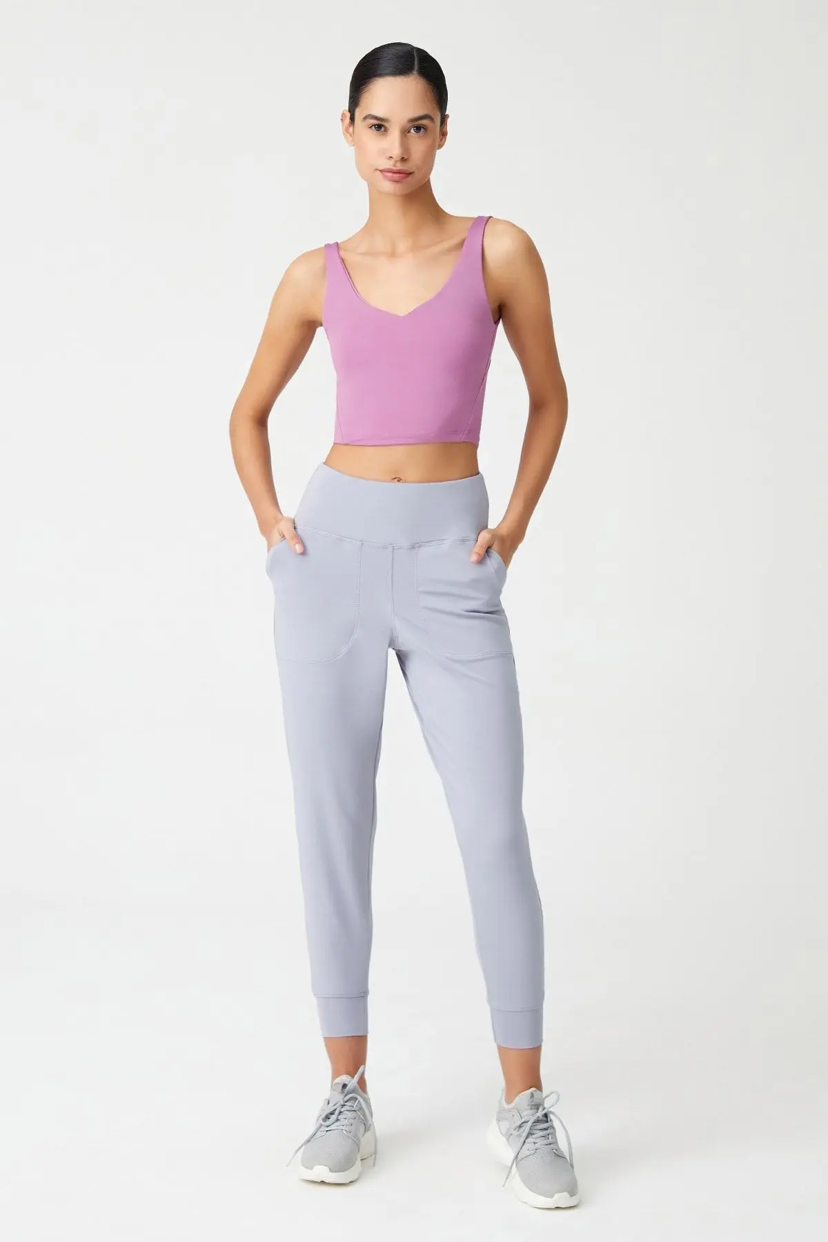 LOS OJOS Kadın Gri Yüksek Bel Jogger Eşofman Altı Joggers