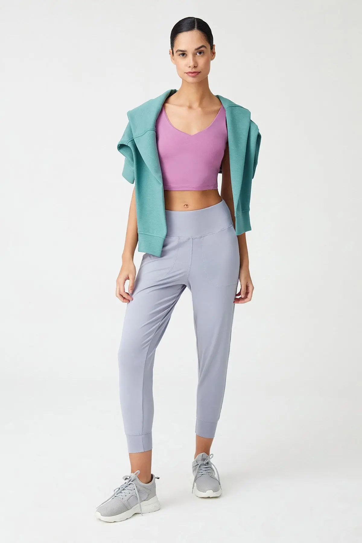 Kadın Gri Yüksek Bel Jogger Eşofman Altı Joggers