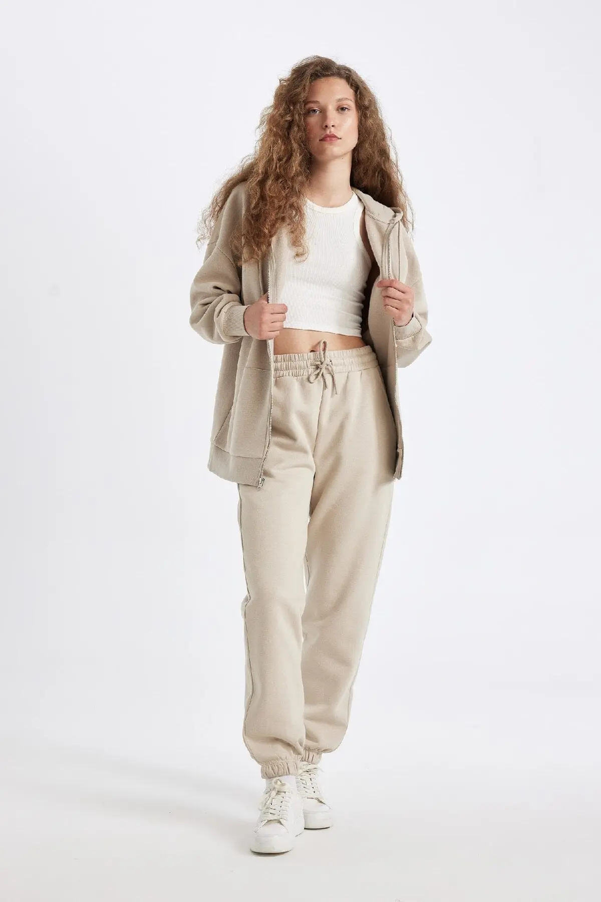 Jogger Standart Fit Esnek Bantlı Paça Uzun Boy Kalın Basic Eşofman Altı S7370az24wn