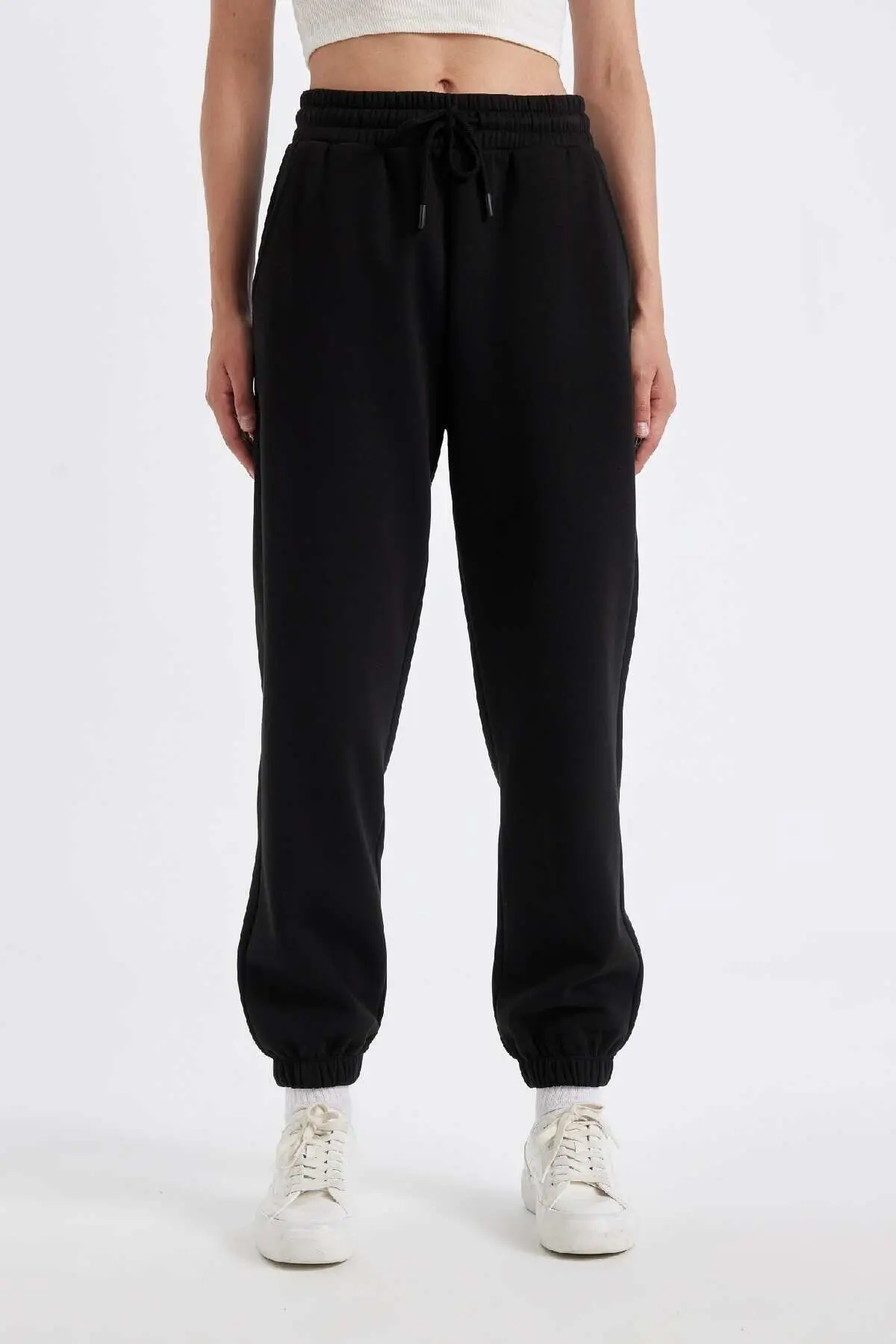 Standart Fit Esnek Bantlı Paça Uzun Boy Kalın Kumaş Basic Jogger Eşofman Altı S7370AZ24WN