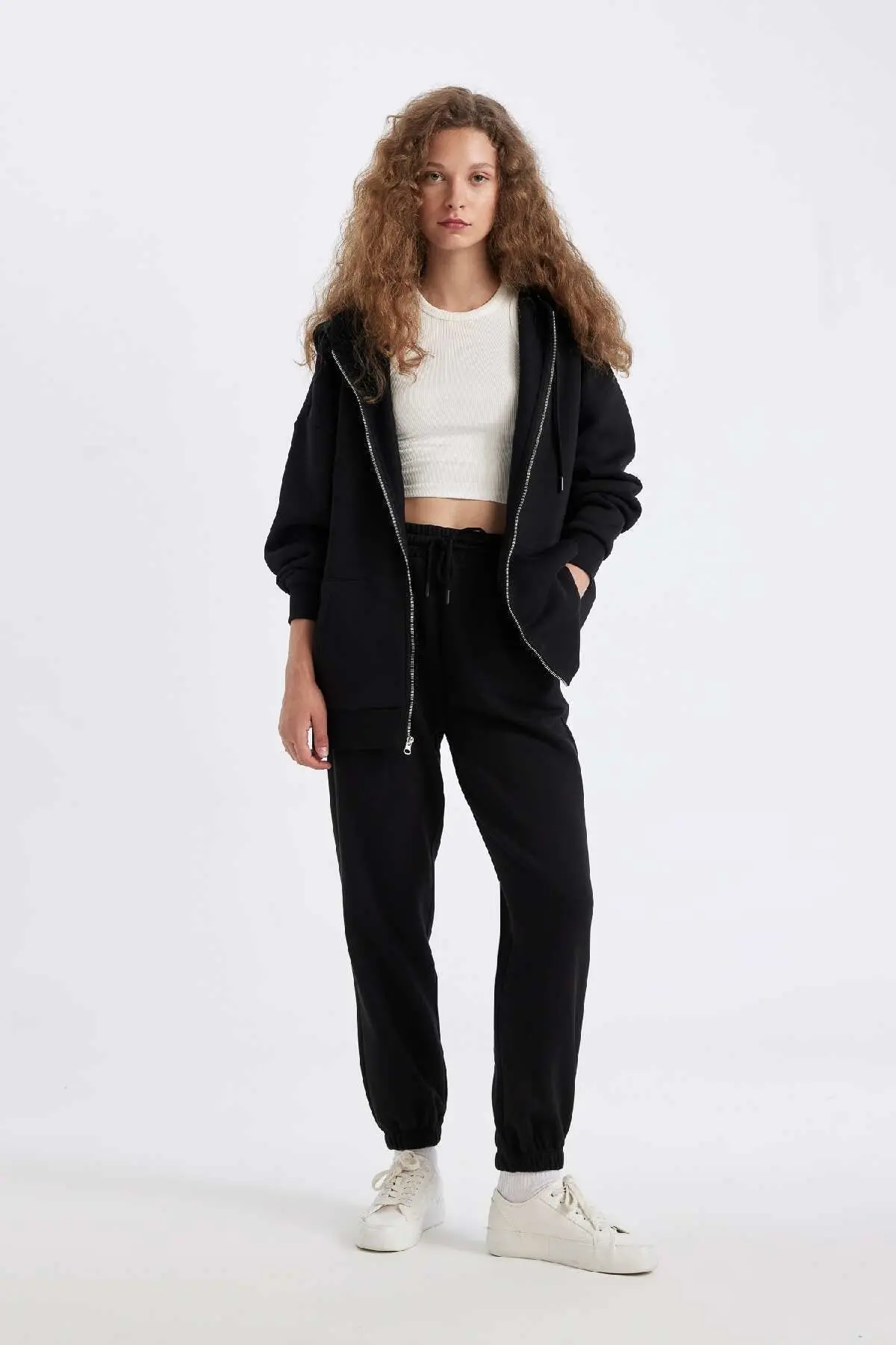 Standart Fit Esnek Bantlı Paça Uzun Boy Kalın Kumaş Basic Jogger Eşofman Altı S7370AZ24WN