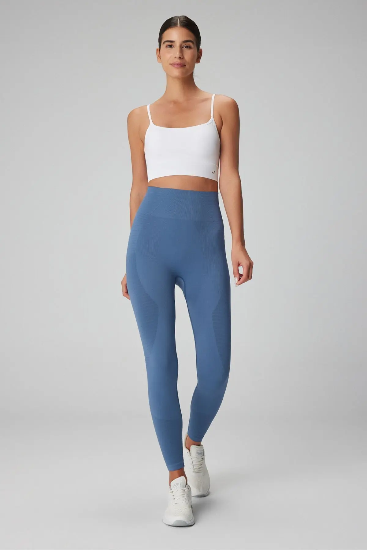 Gela Yüksek Bel, Esnek Ve Toparlayıcı Spor Tayt Natural Mavi