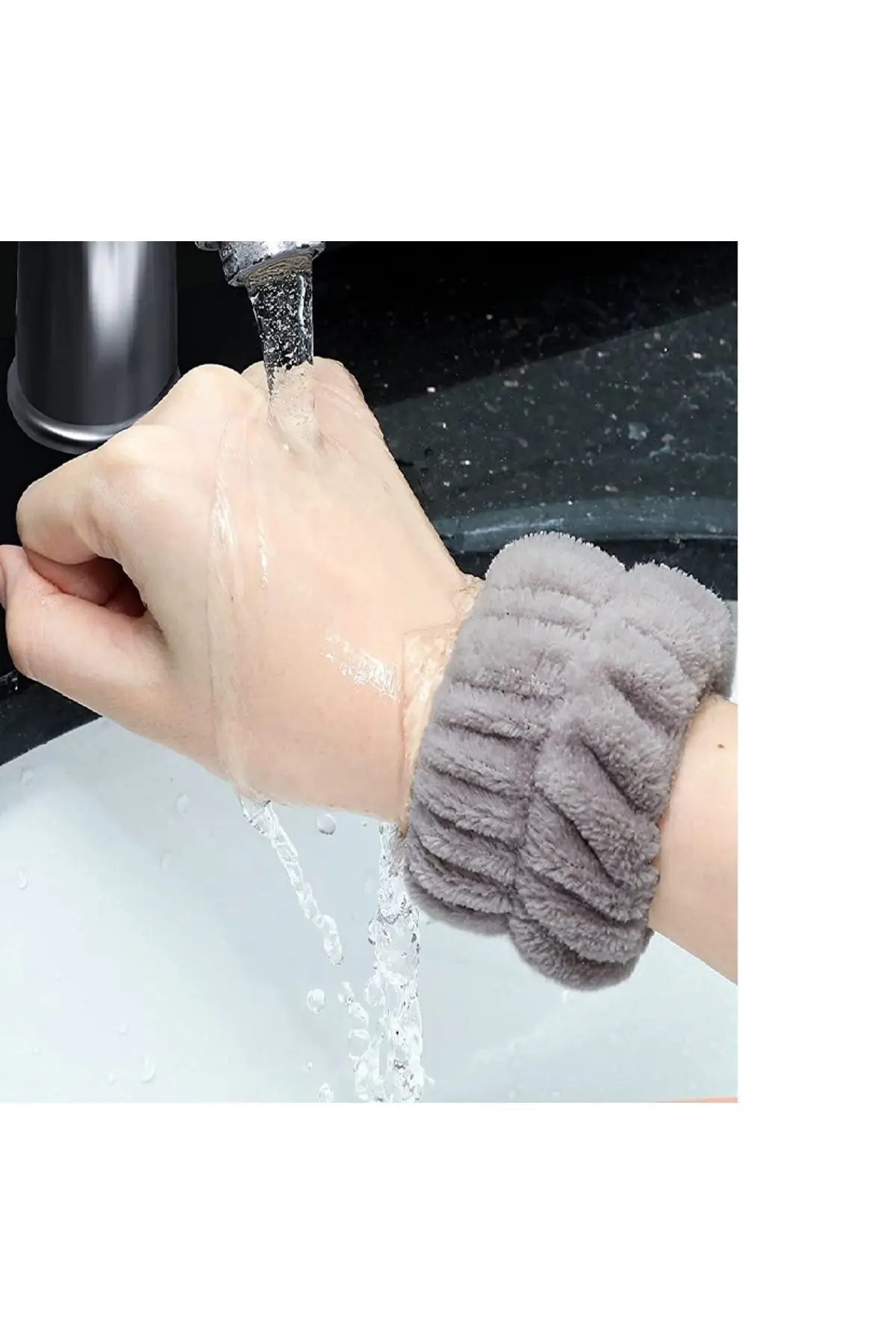 2 Adet Beyaz Renkli Su Emici Havlu Bilek - Yuz Yıkama Kol Bandı Sporcu Spa Bileklik (TAKIM)