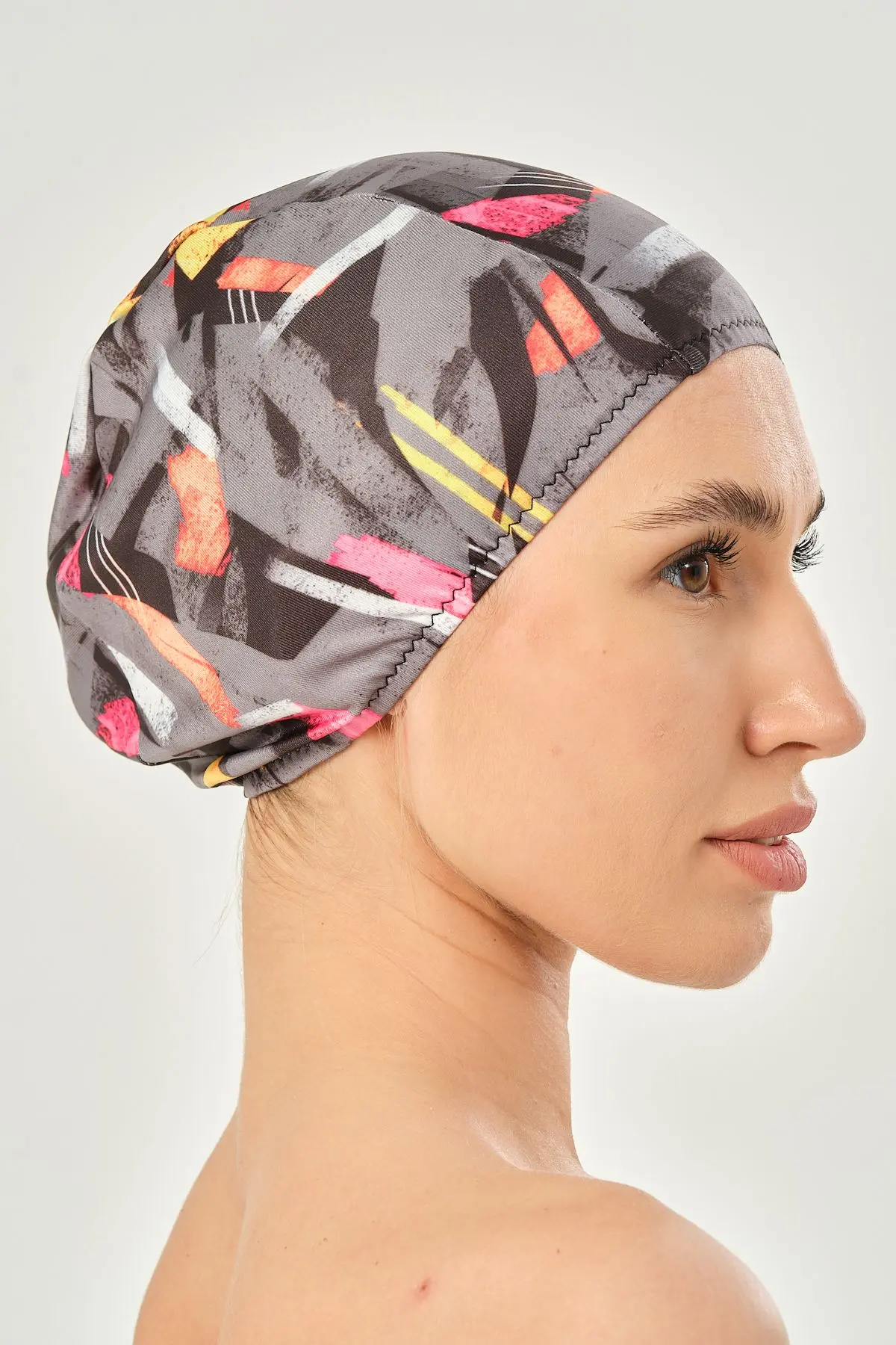 Likralı Bez Bone Yüzücü Deniz Havuz Bonesi Desenli Bez Bone