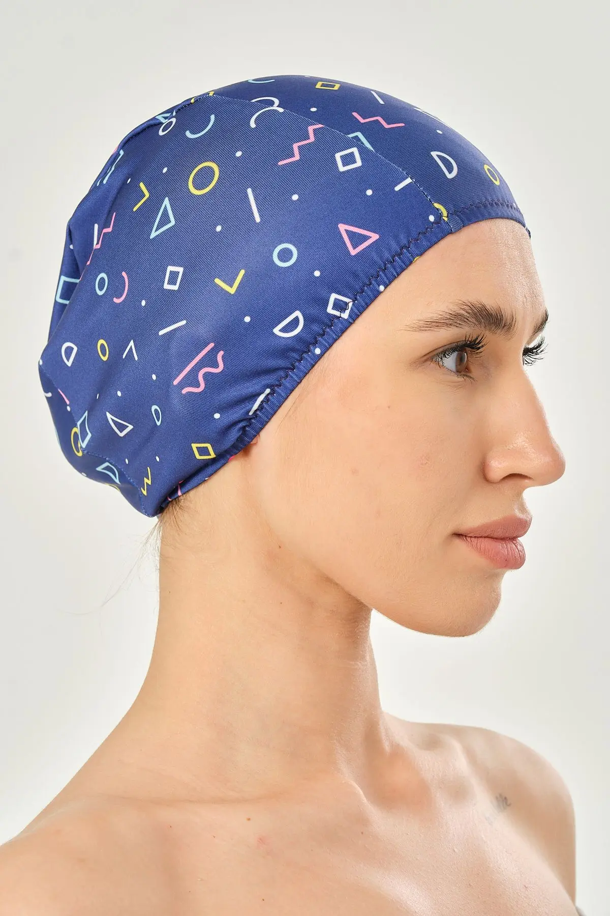 Likralı Bez Bone Yüzücü Deniz Havuz Bonesi Desenli Bez Bone