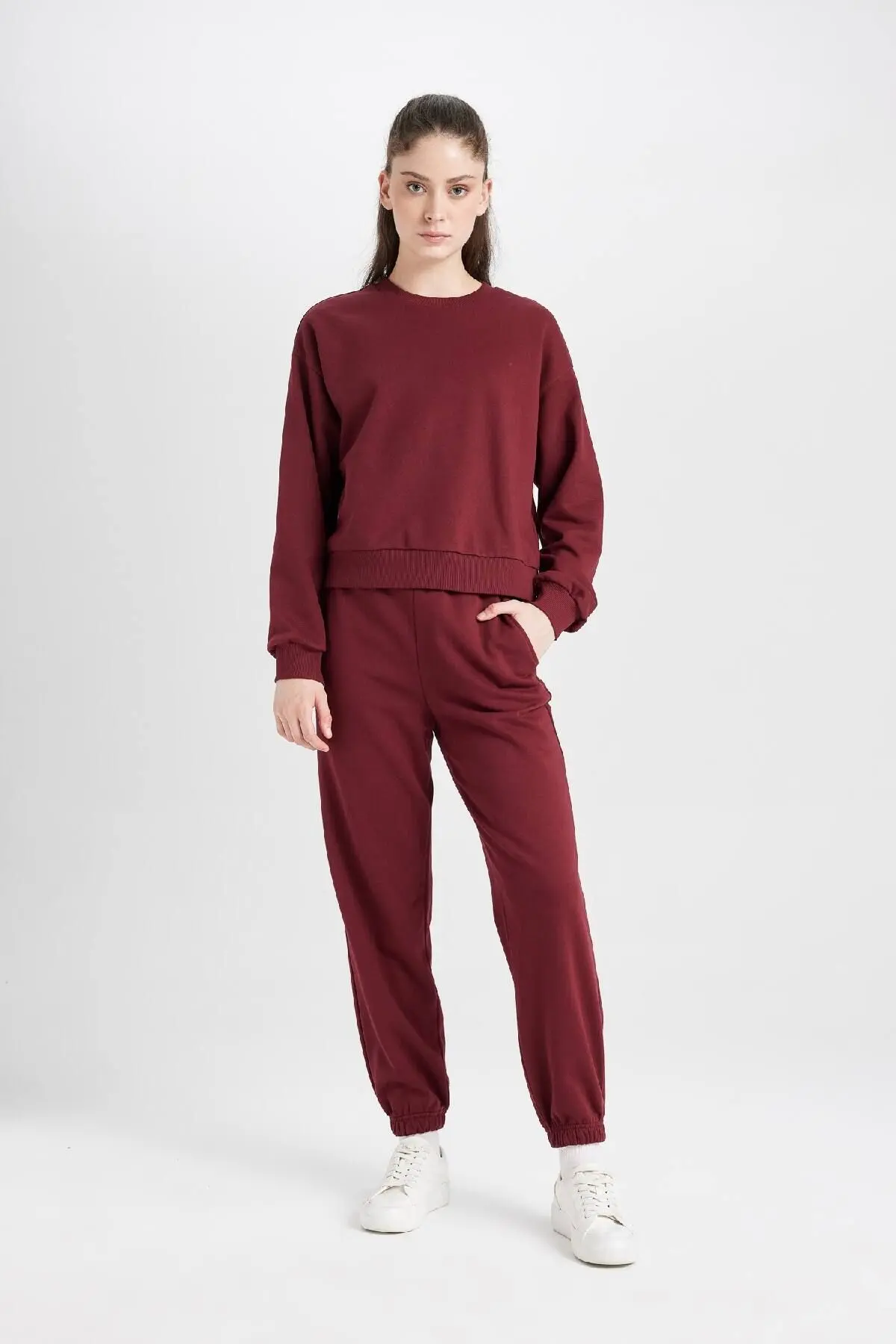 Normal Kalıp Basic Içi Kalın Polarlı Bisiklet Yaka Beli Lastikli Pamuklu Eşofman Takımı D8022axns