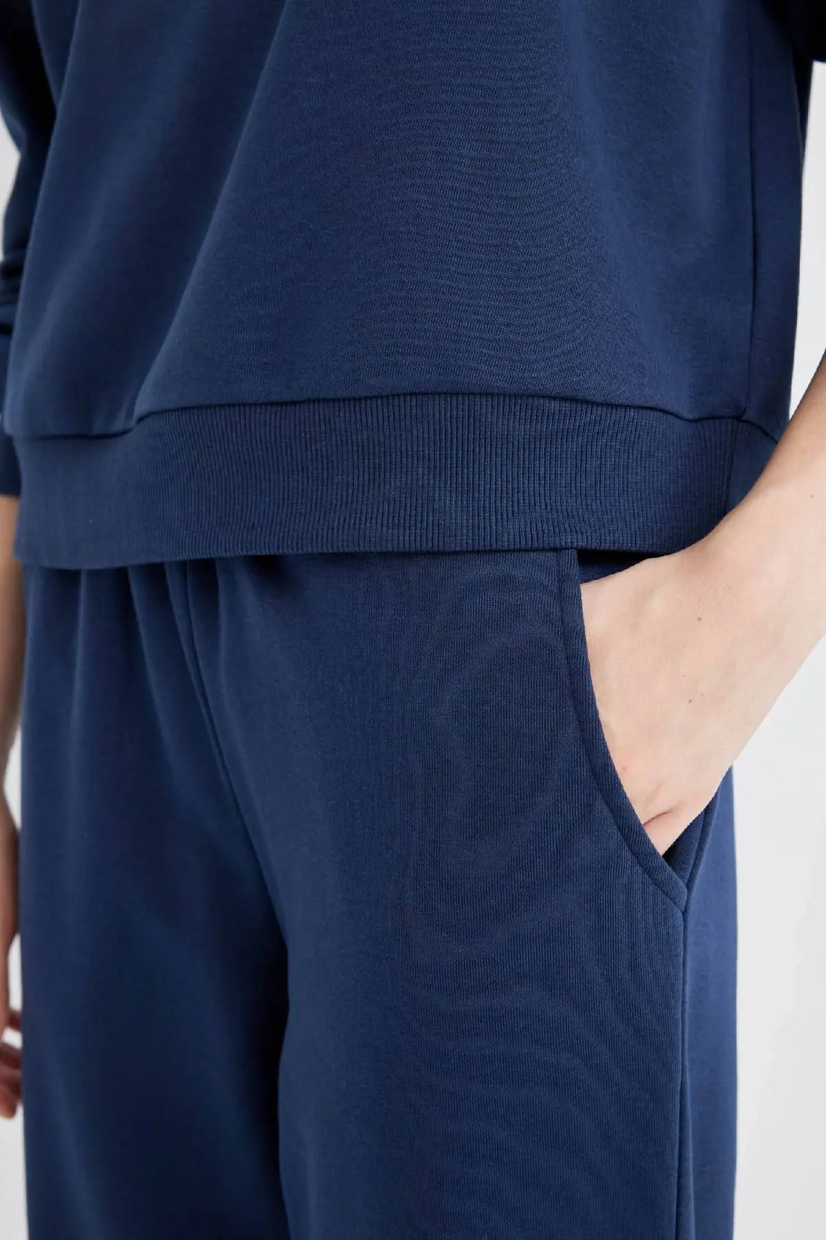 Normal Kalıp Basic Içi Kalın Polarlı Bisiklet Yaka Beli Lastikli Pamuklu Eşofman Takımı D8022axns