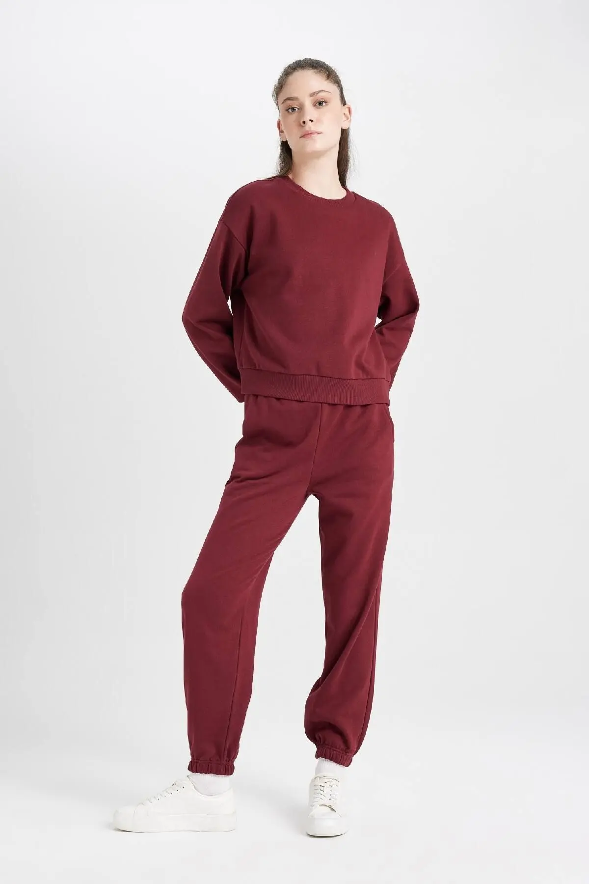 Normal Kalıp Basic Içi Kalın Polarlı Bisiklet Yaka Beli Lastikli Pamuklu Eşofman Takımı D8022axns