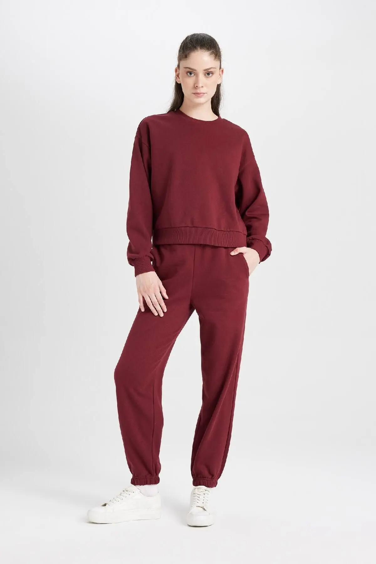 Normal Kalıp Basic Içi Kalın Polarlı Bisiklet Yaka Beli Lastikli Pamuklu Eşofman Takımı D8022axns