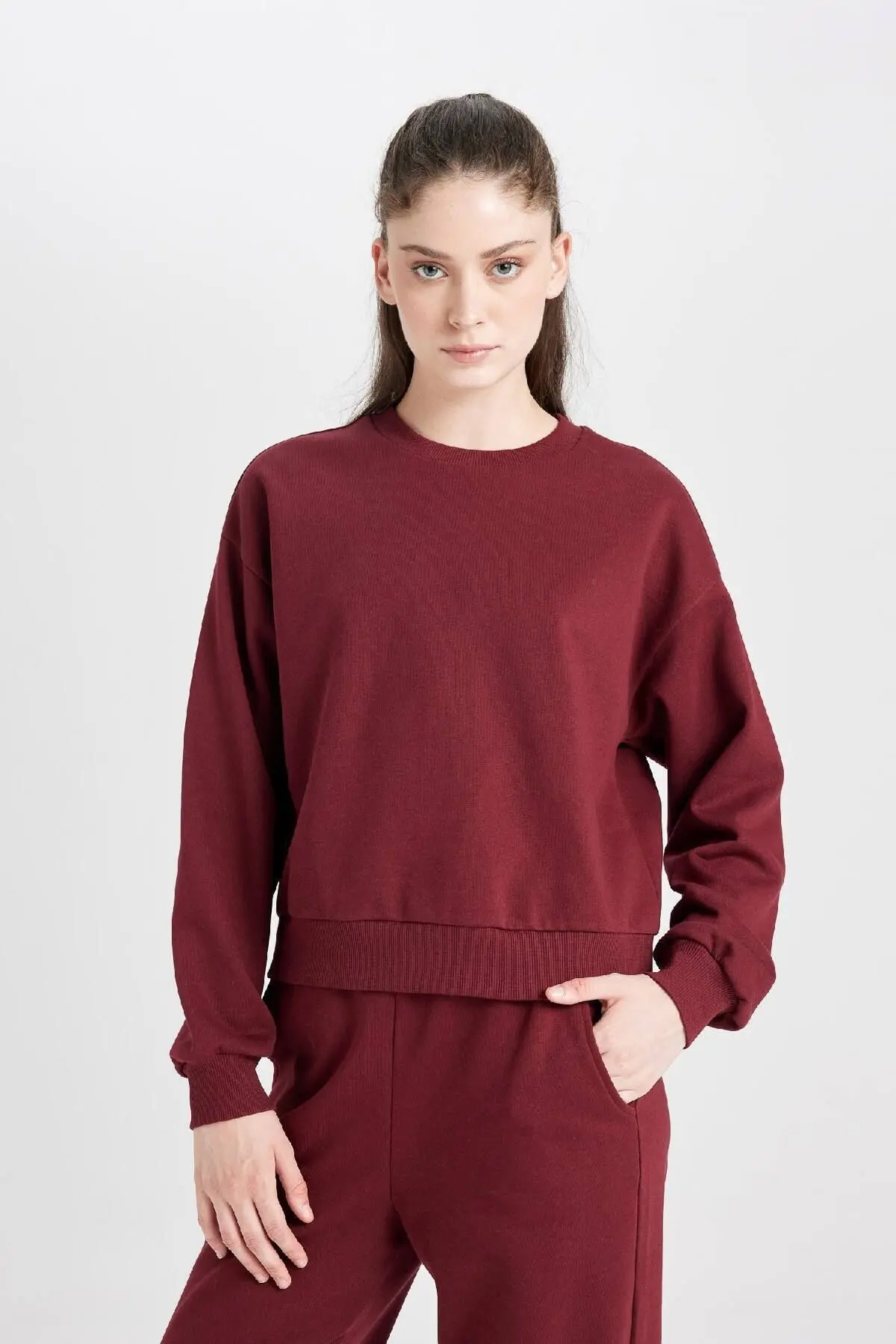 Normal Kalıp Basic Içi Kalın Polarlı Bisiklet Yaka Beli Lastikli Pamuklu Eşofman Takımı D8022axns