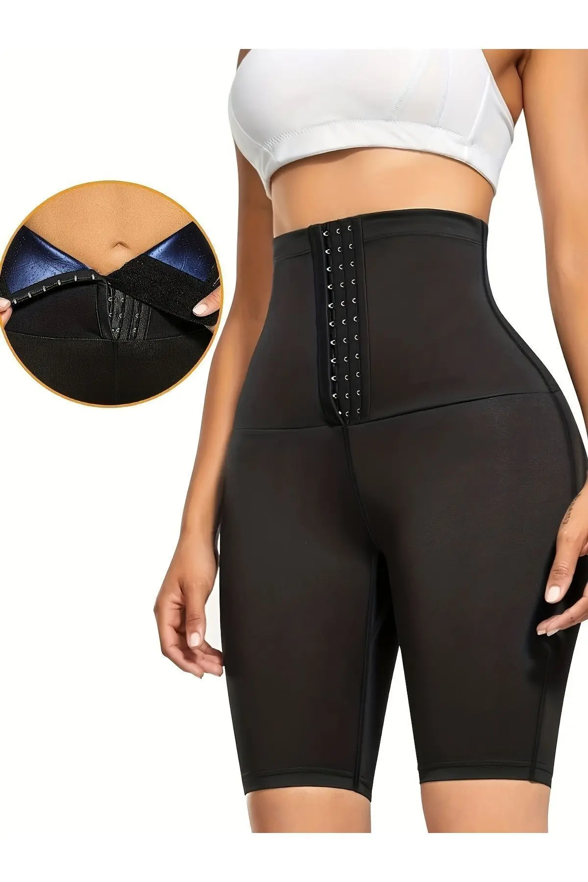 MİSTİRİK Sauna-Şort Model Zayıflatan Termal Iki Beden Incelten Vücut Şekillendirici Sauna Agraflı Korse Şort