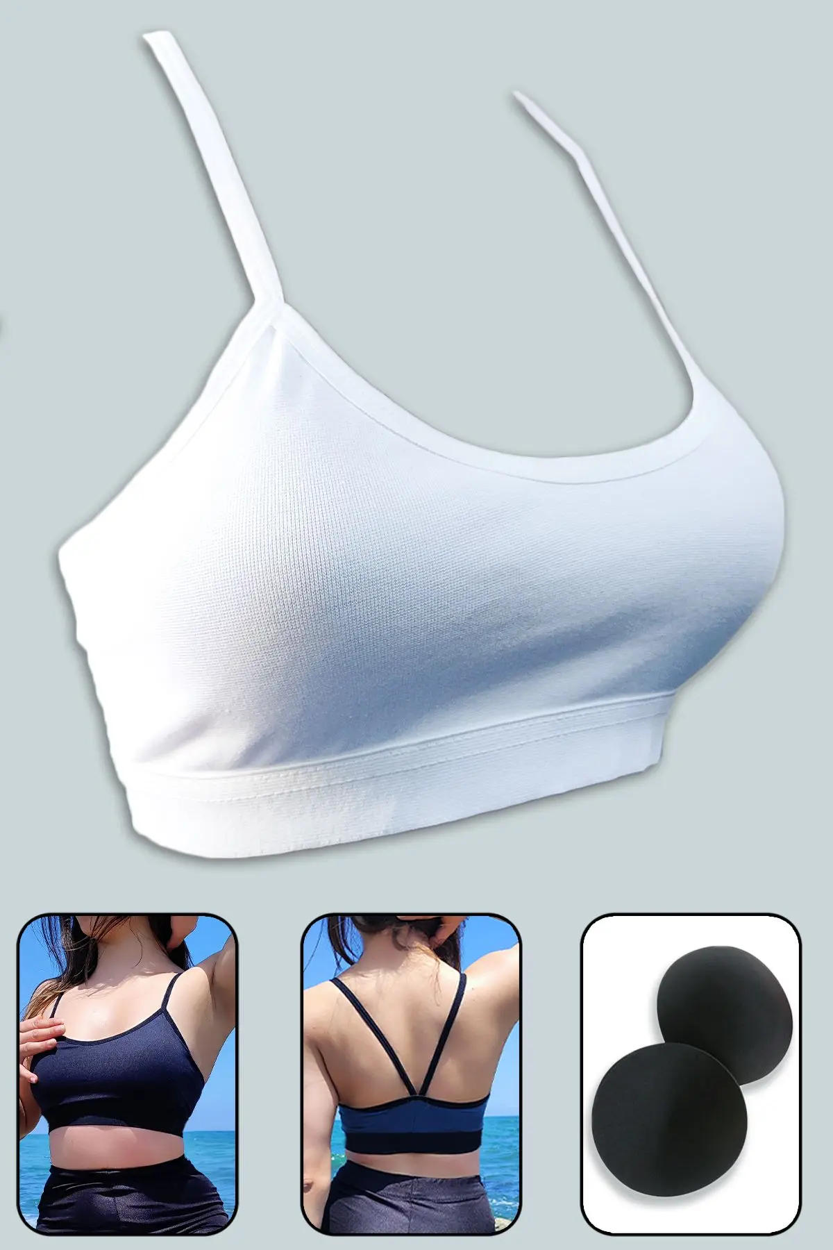 SHİBA Sporcu Sütyeni Pedli Crop Büstiyer Çıkarılabilir Kaplı Yarım Atlet Shb125231