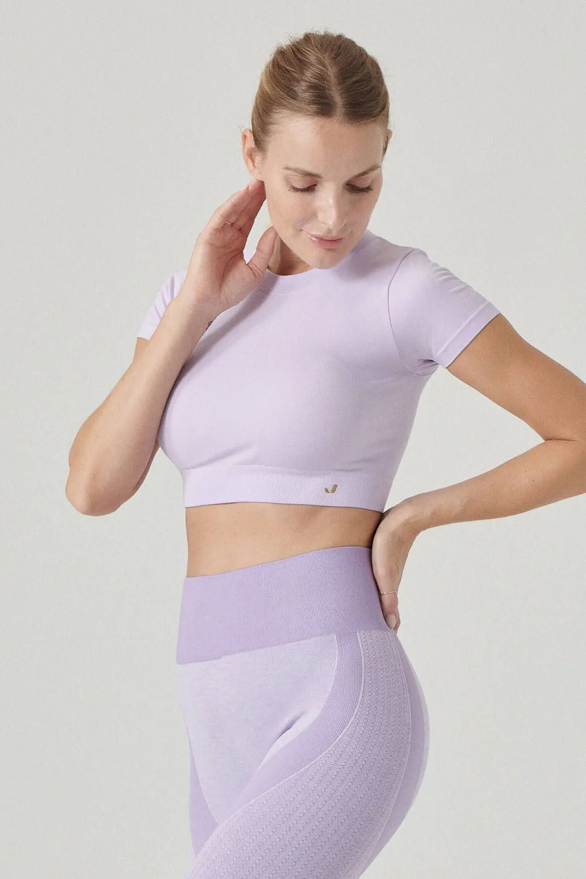 Captiva Yumuşak Dokulu & Esnek Crop Top Mor