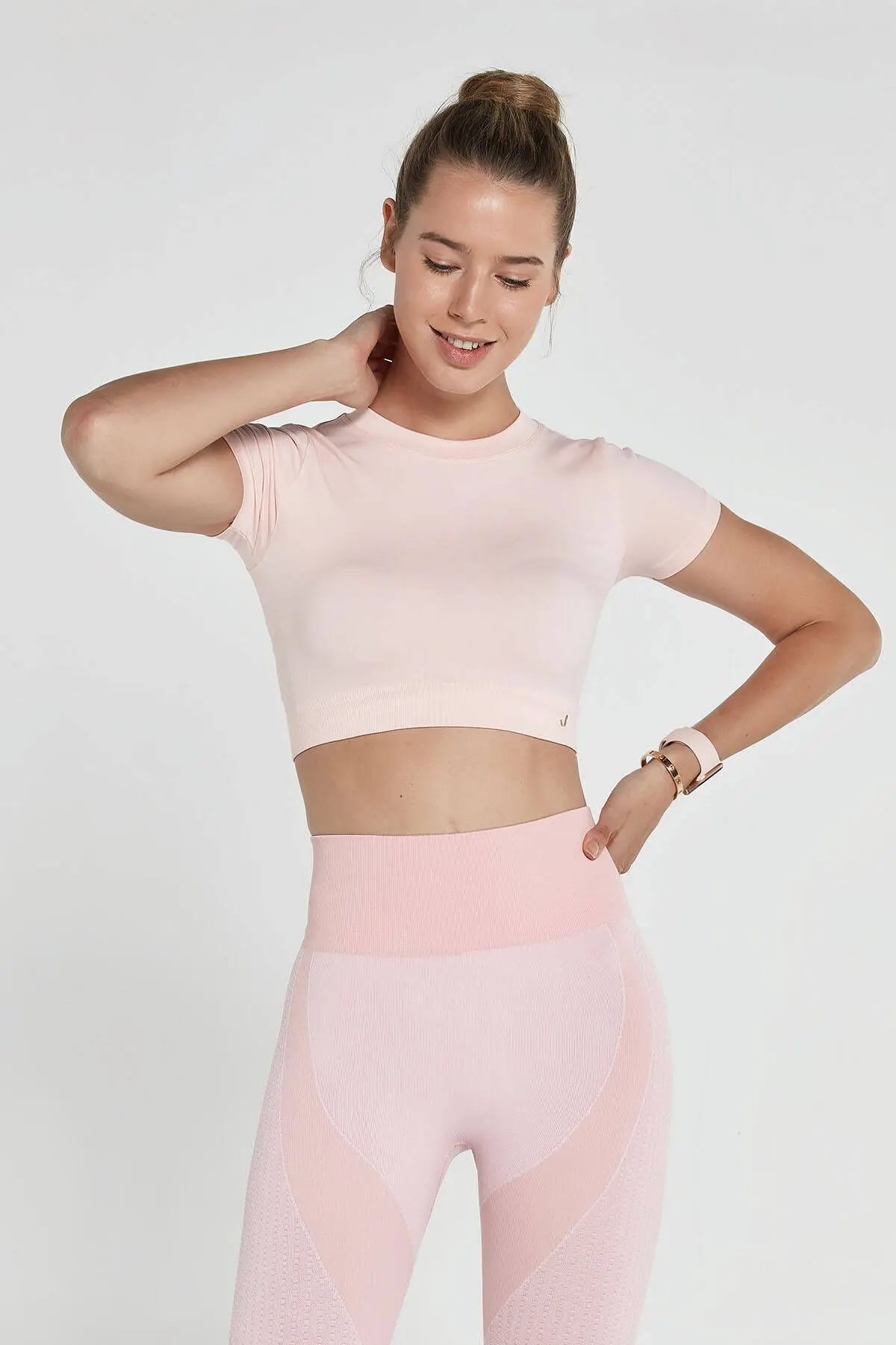 Jerf Captiva Yumuşak Dokulu & Esnek Crop Top Pembe