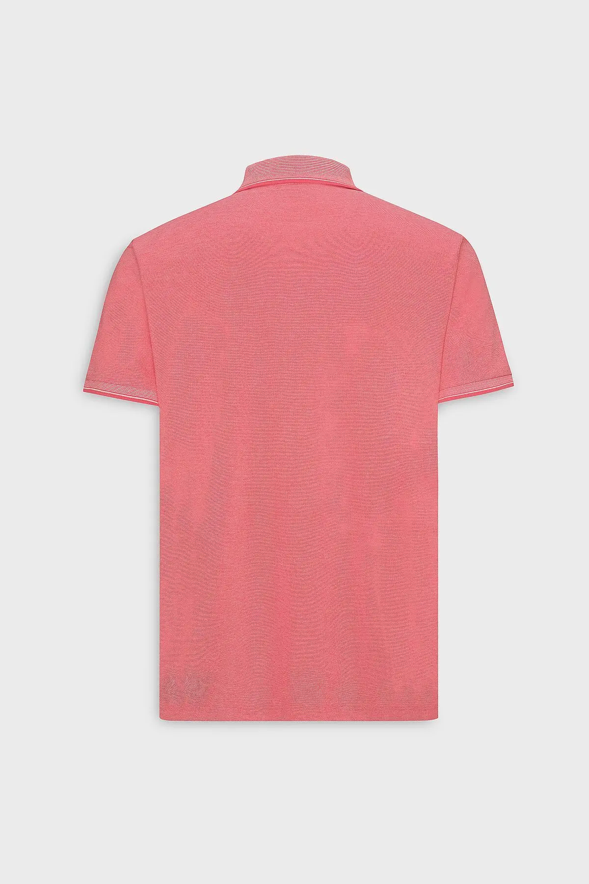 Erkek Çekmeyen Pamuklu Kumaş Slim Fit Dar Kesim Narçiçeği-Beyaz Kıvrılmaz Polo Yaka Tişört