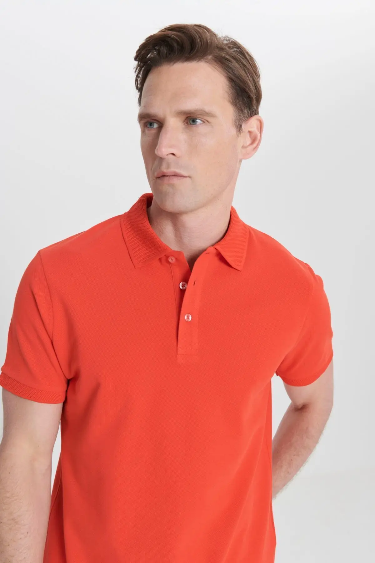 Erkek Narçiçeği %100 Pamuk Kıvrılmaz Pike Polo Yaka Slim Fit Dar Kesim Tişört