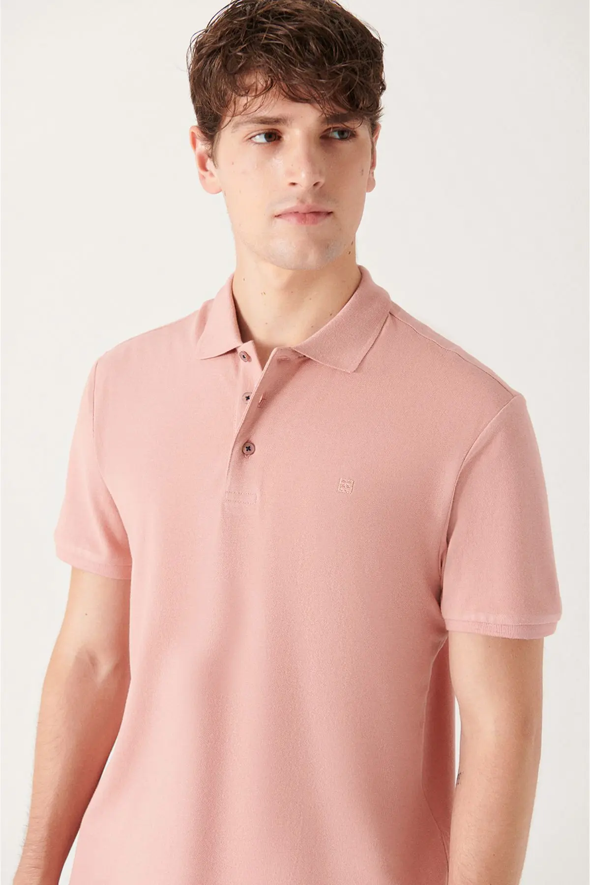 Erkek Gül Kurusu Polo Yaka T-shirt %100 Pamuk Serin Tutan Regular Fit E001004