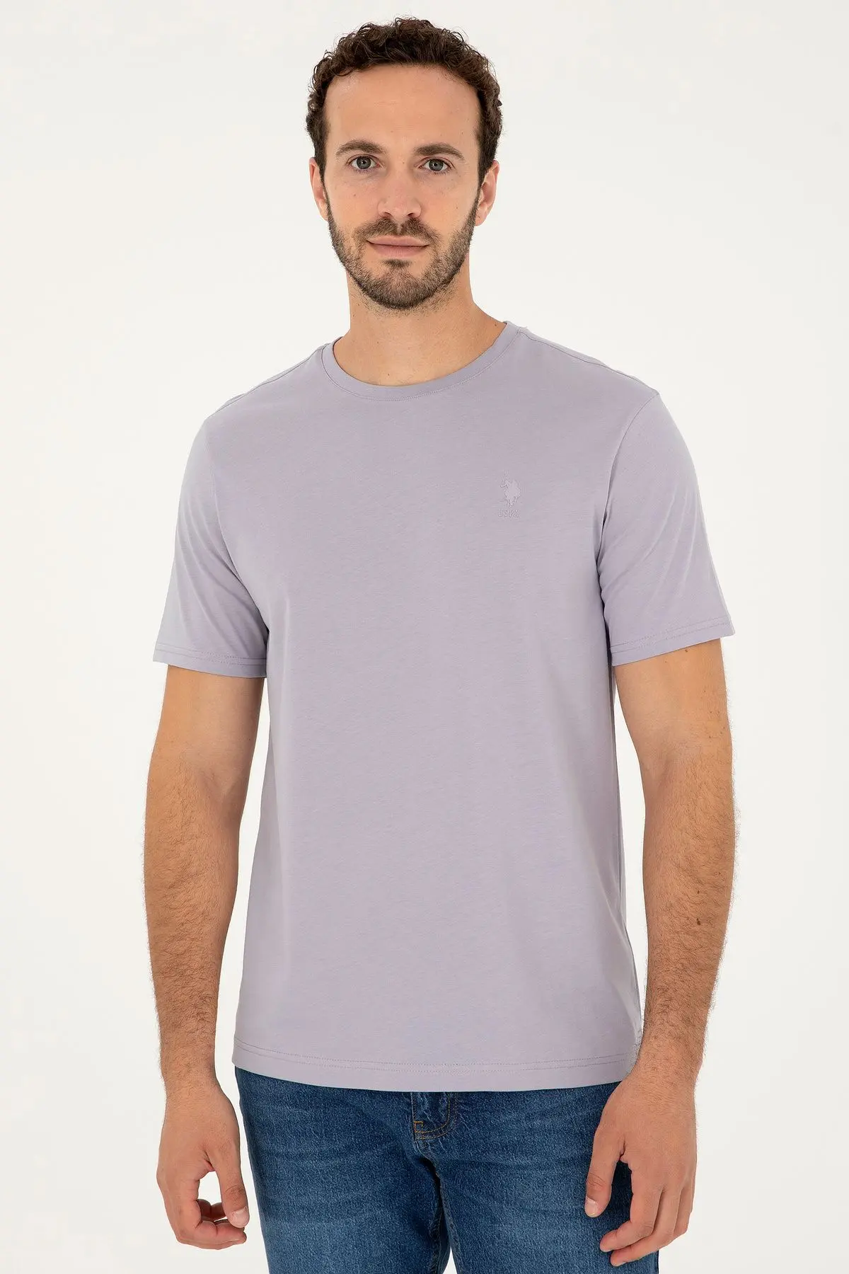Erkek Gri Basic Tişört 50294224-VR024