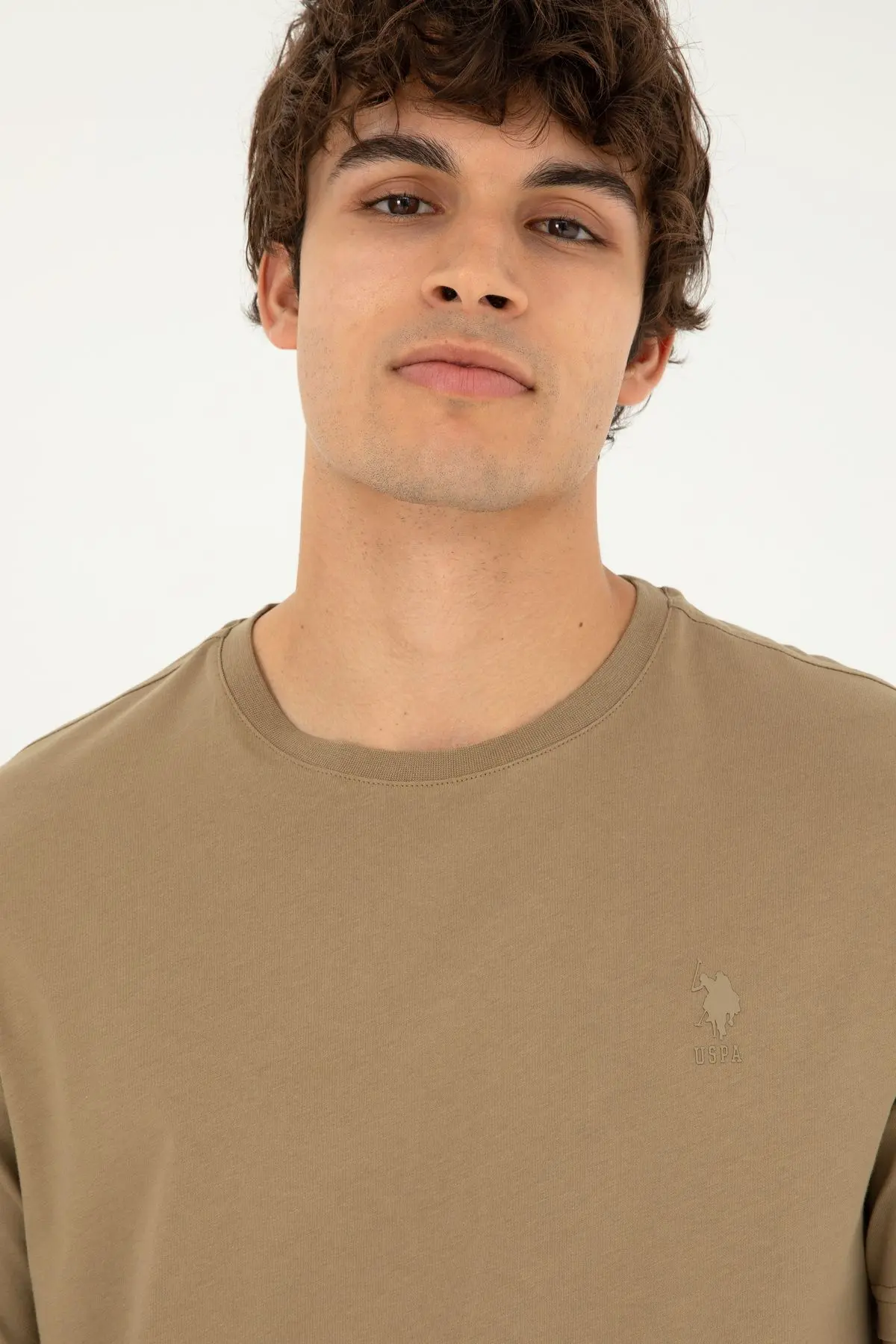 Erkek Haki Basic Tişört 50294224-VR027