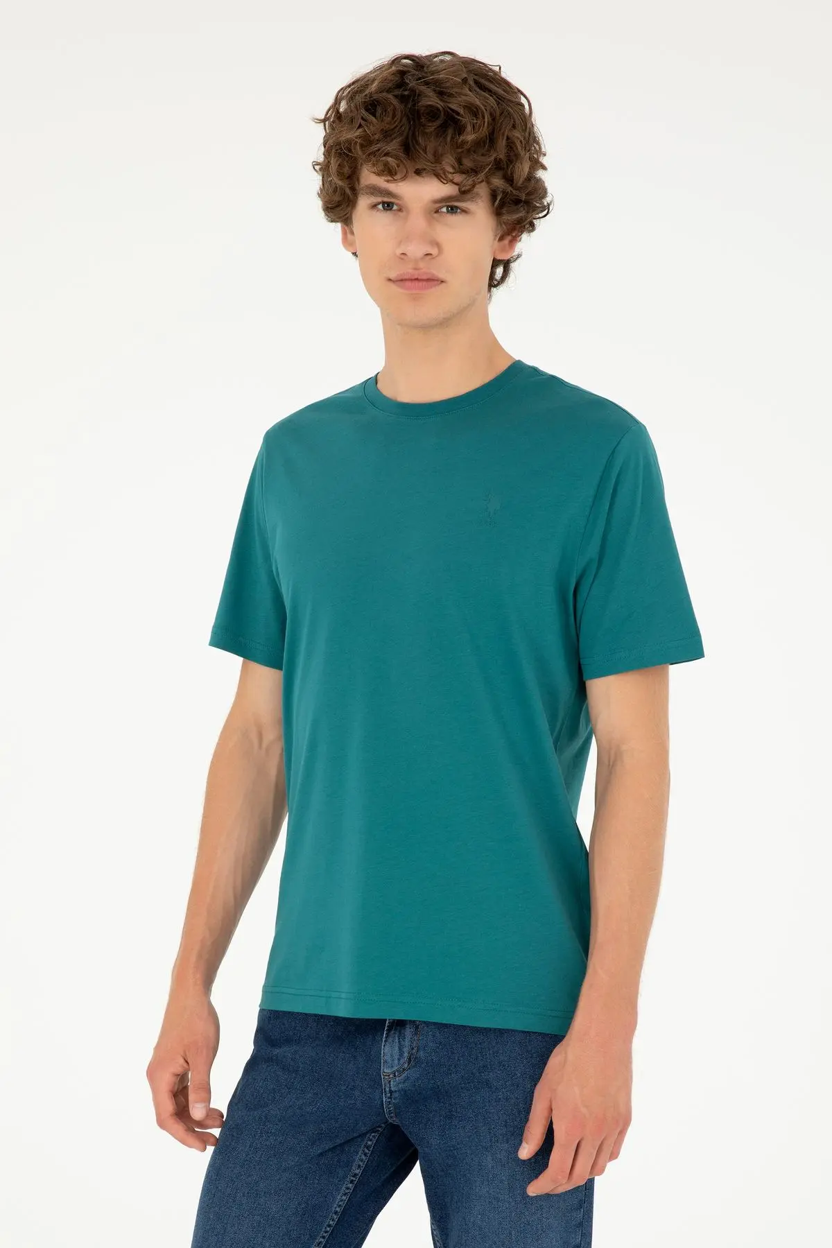 U.S. Polo Assn. Erkek Koyu Yeşil Basic Tişört 50294224-VR101
