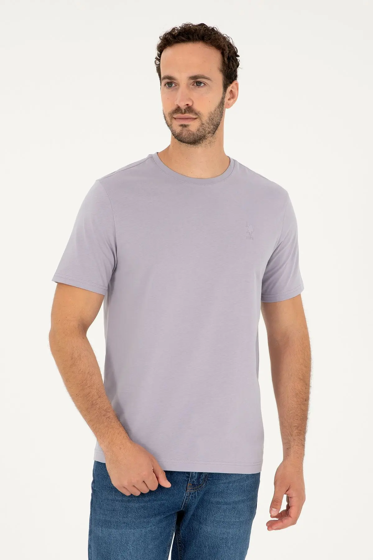 U.S. Polo Assn. Erkek Gri Basic Tişört 50294224-VR024