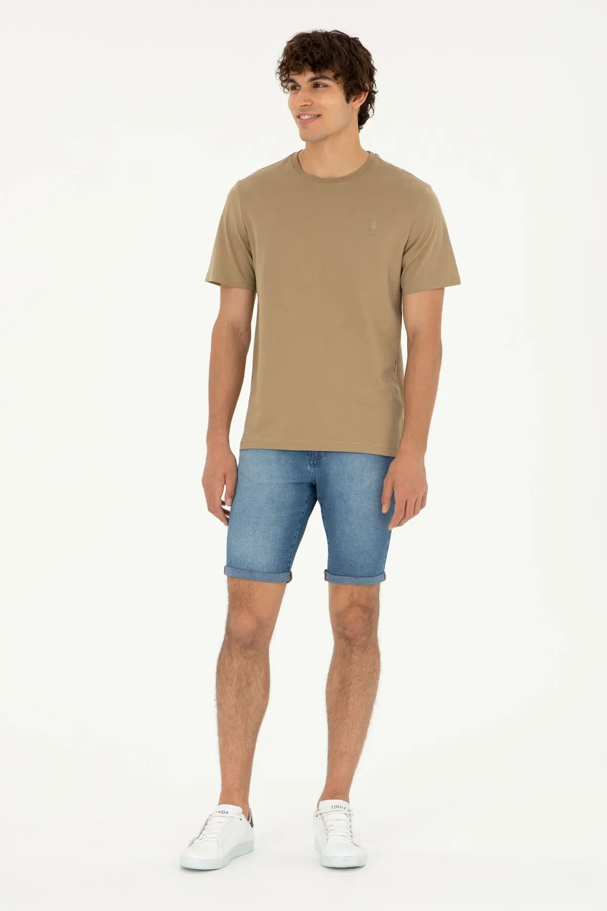 Erkek Haki Basic Tişört 50294224-VR027