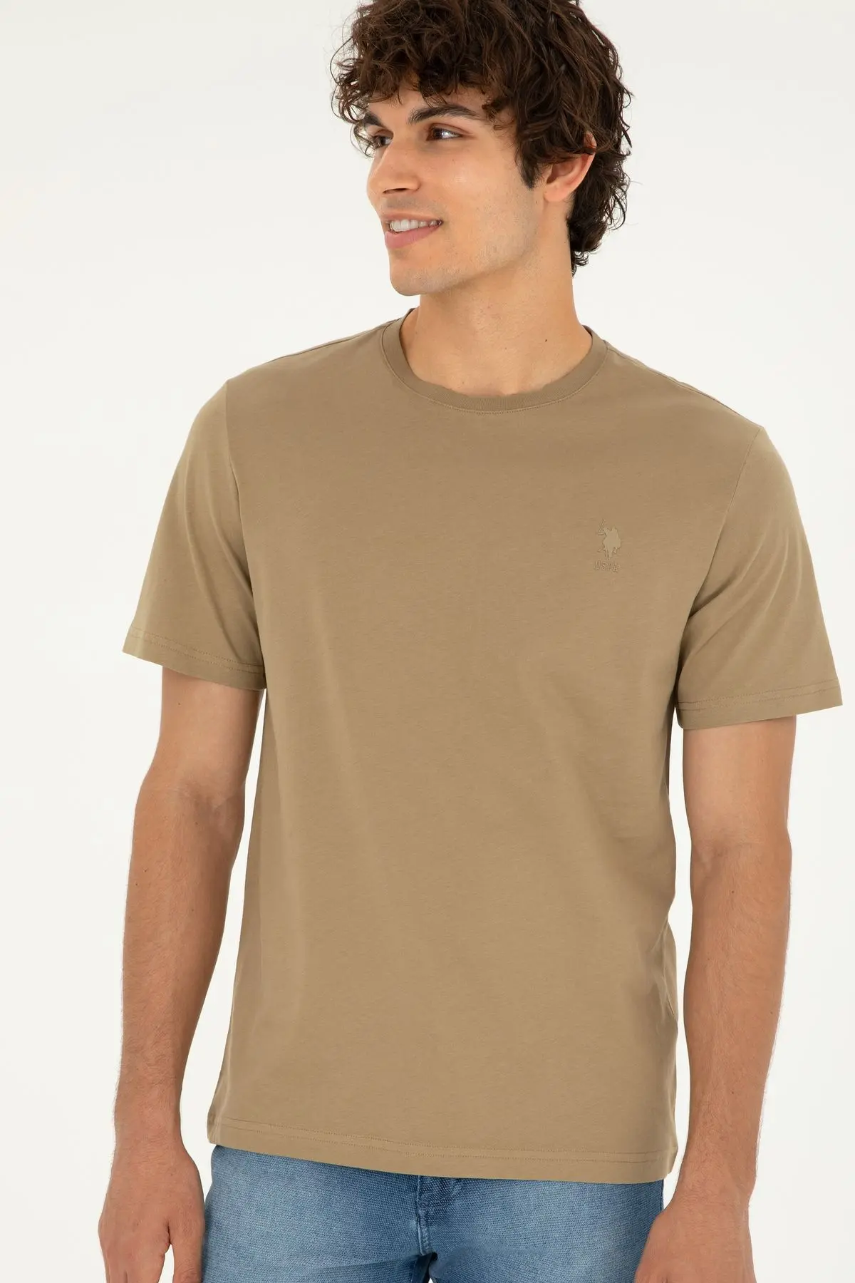 Erkek Haki Basic Tişört 50294224-VR027
