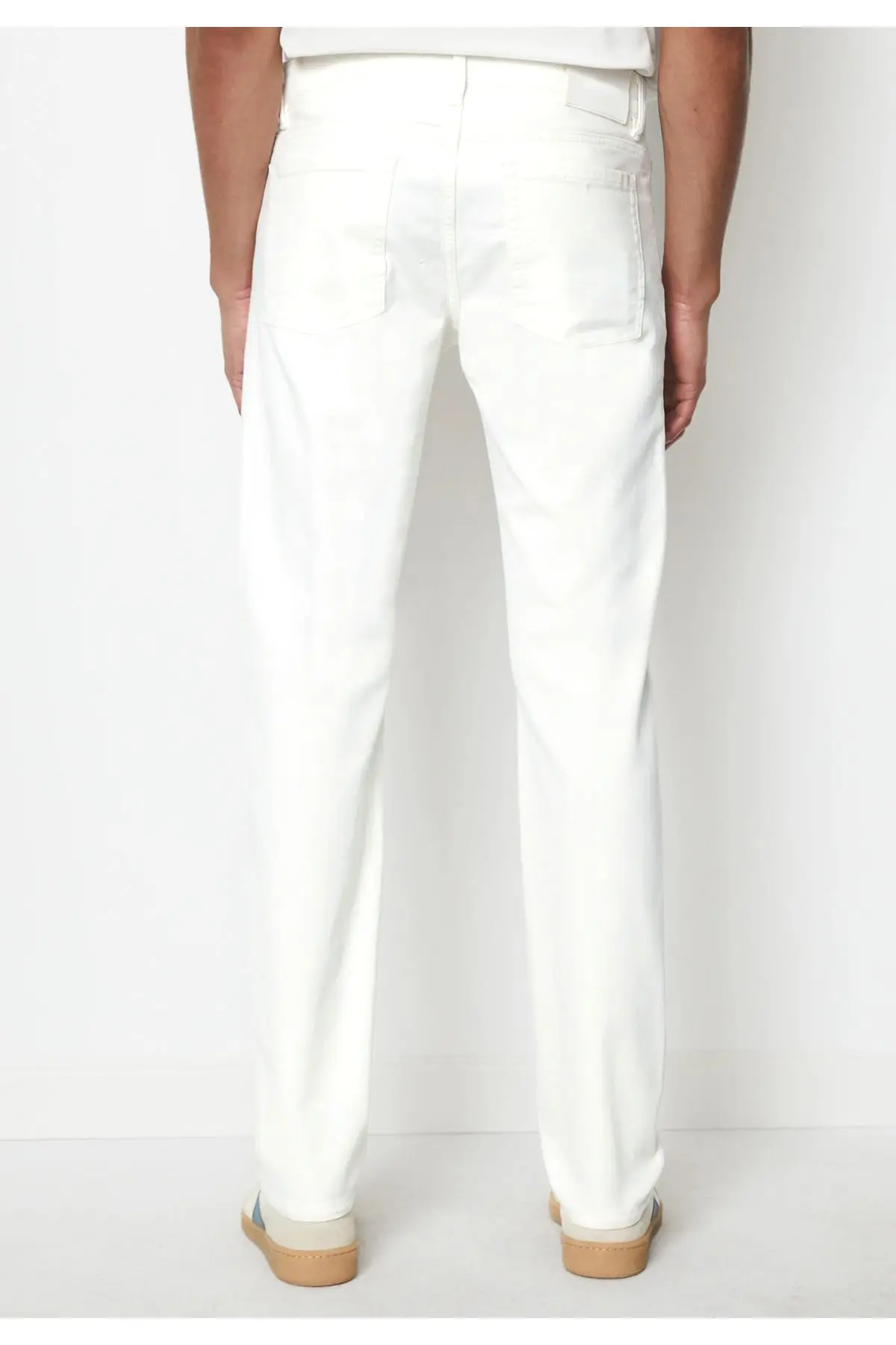Erkek Beyaz Regular Likralı Esnek Pantolon HLTHE001978
