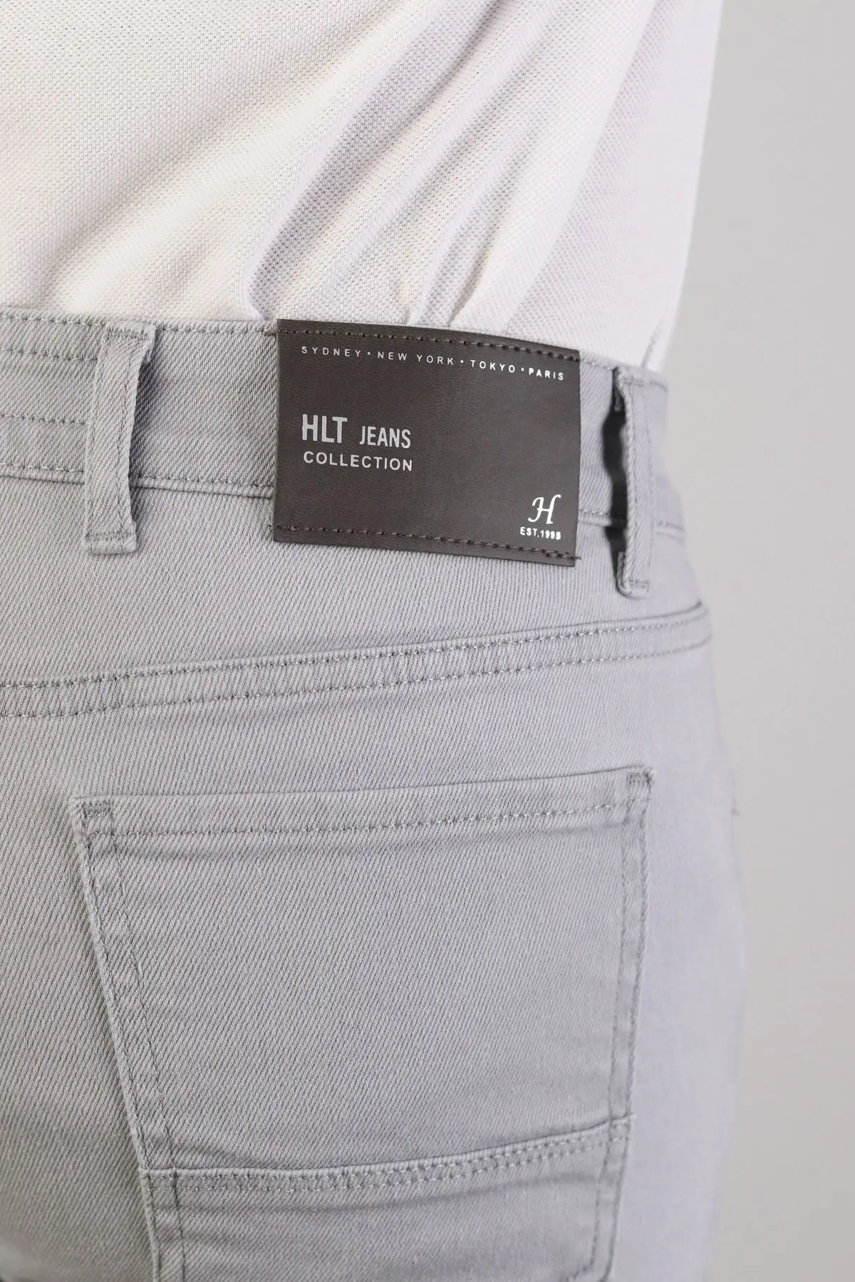 Erkek Gümüş Gri Regular Jeans Likralı Esnek Kot Pantolon HLTHE001980