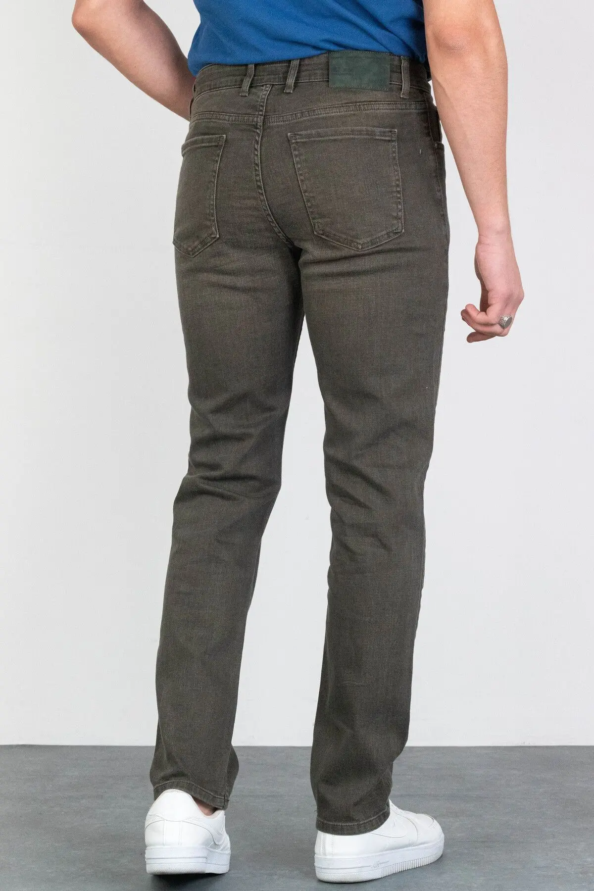 Erkek Çam Yeşili Regular Fit Rahat Kesim Esnek Likralı Denim Jeans Kot Pantolon HLTHE001915