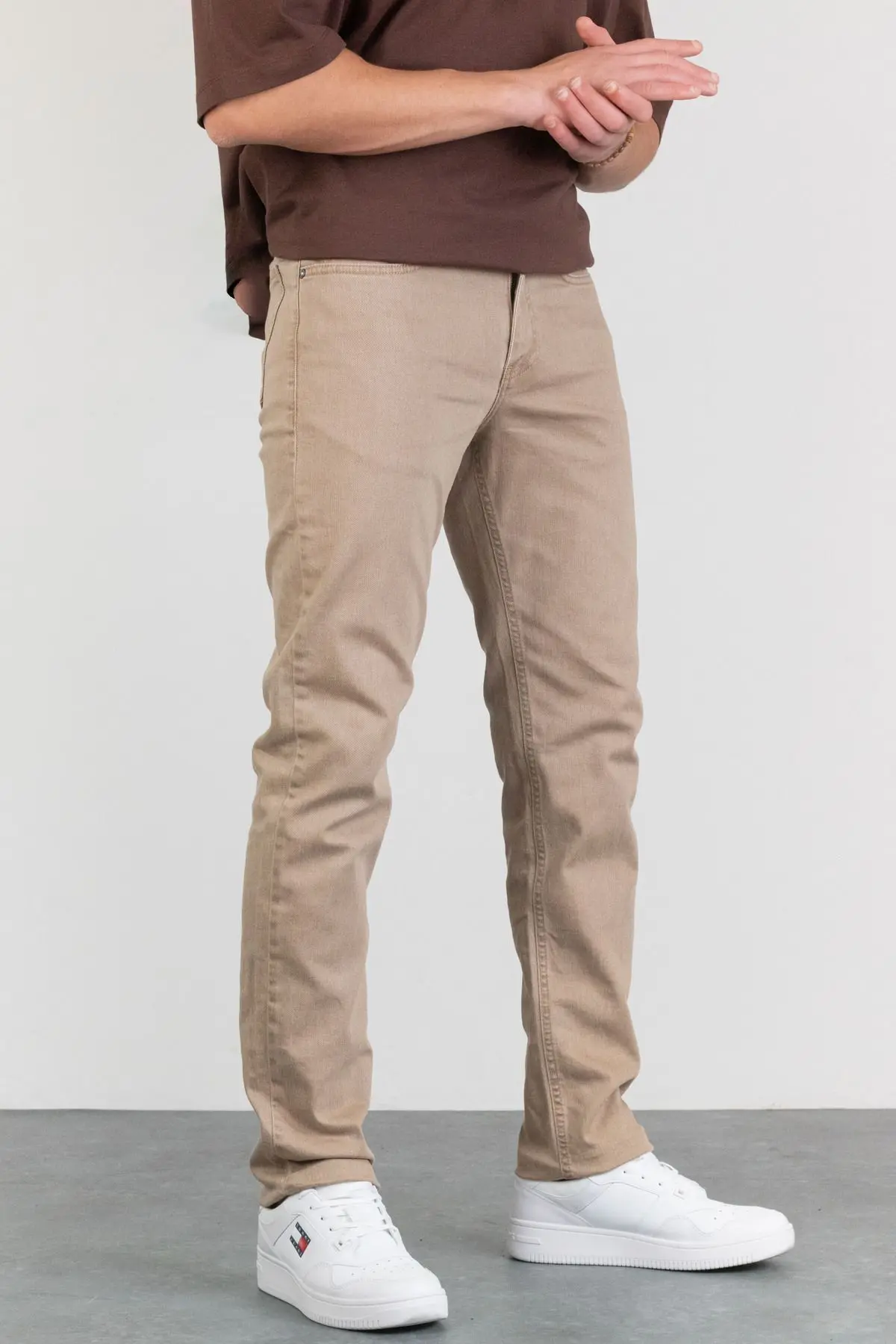 Erkek Bej Regular Fit Esnek Likralı Denim Jeans Kot Pantolon Hlthe001933 - Regular Bej